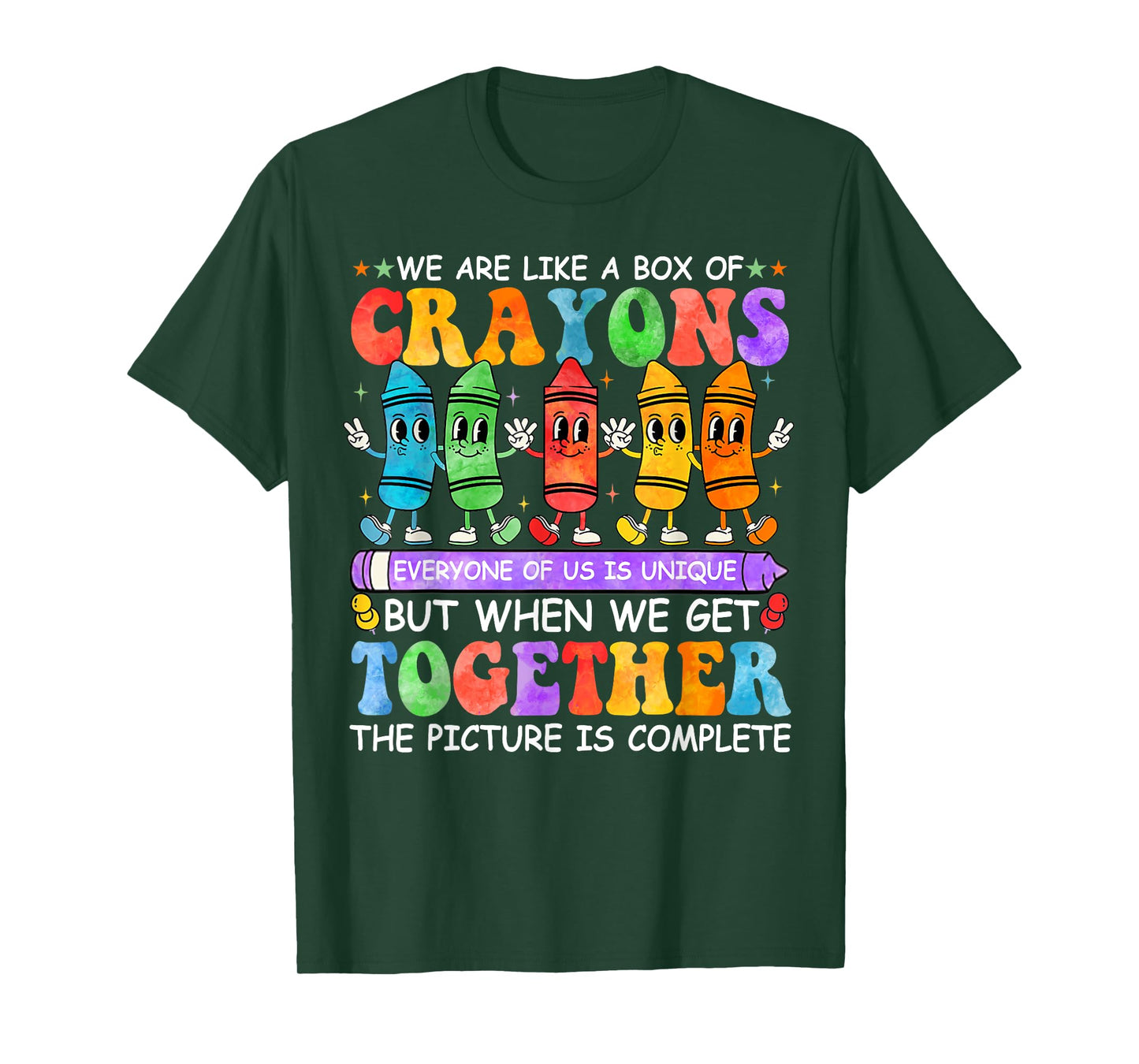 Funny Teacher We Are Like A Box Of Crayons Back To School Men Women Kids T-Shirt