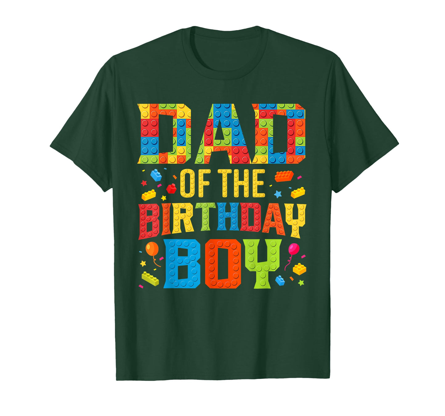 Dad Of The Birthday Boy Master Builder Building Blocks Kids T-Shirt