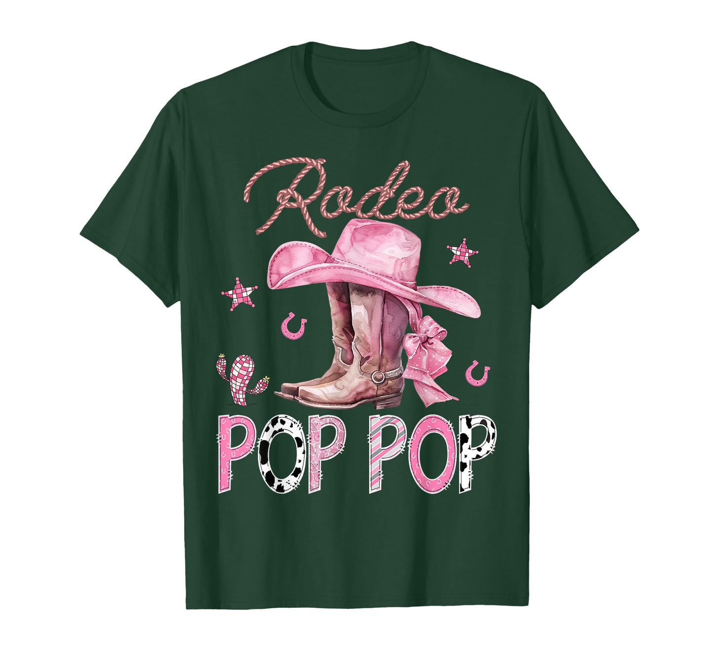 Rodeo Pop Pop Pink Boots Coquette CowGirl Birthday Party T-Shirt