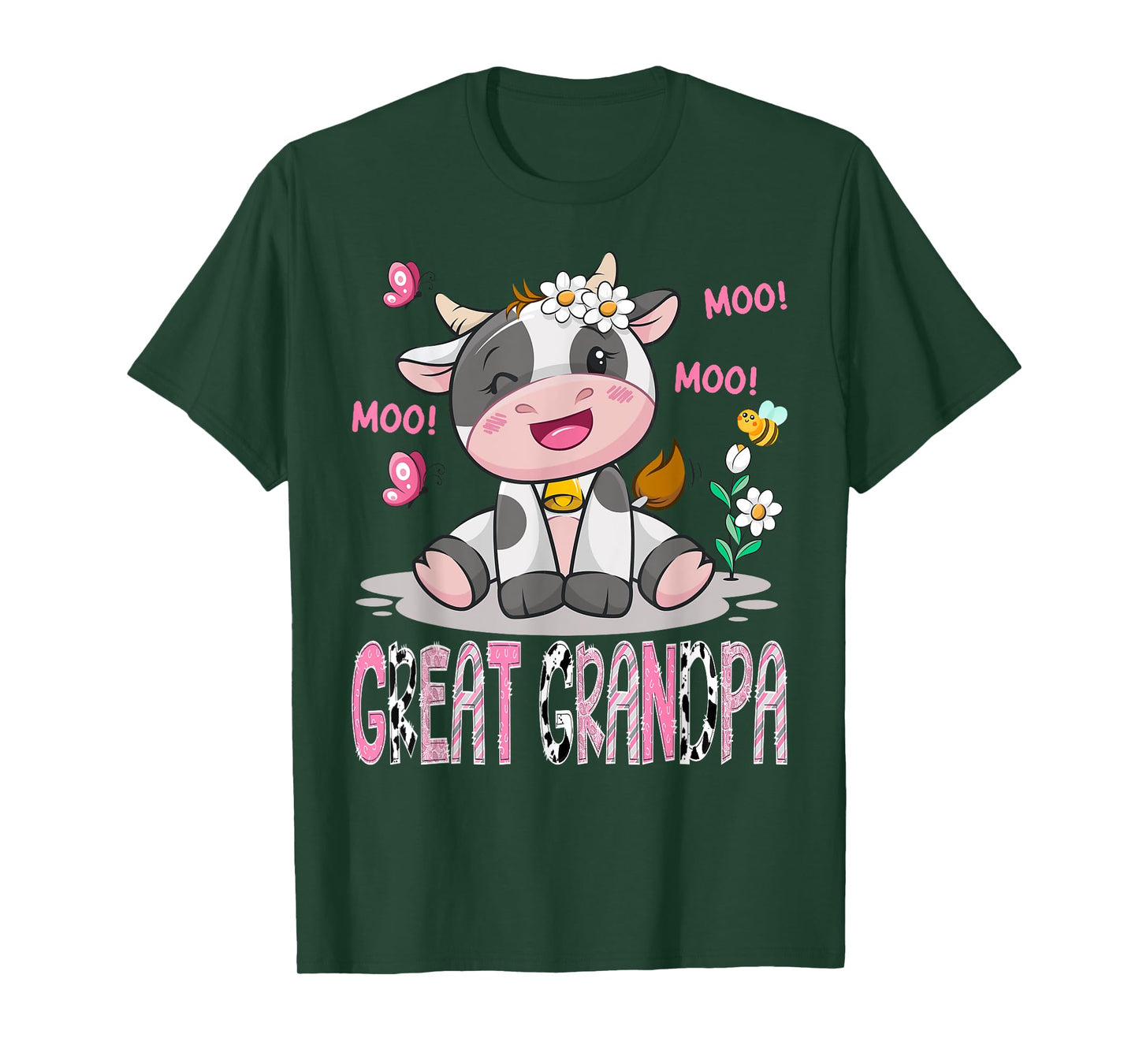Great Grandpa Pink Farm Cute Cow Moo Moo Birthday Girl T-Shirt