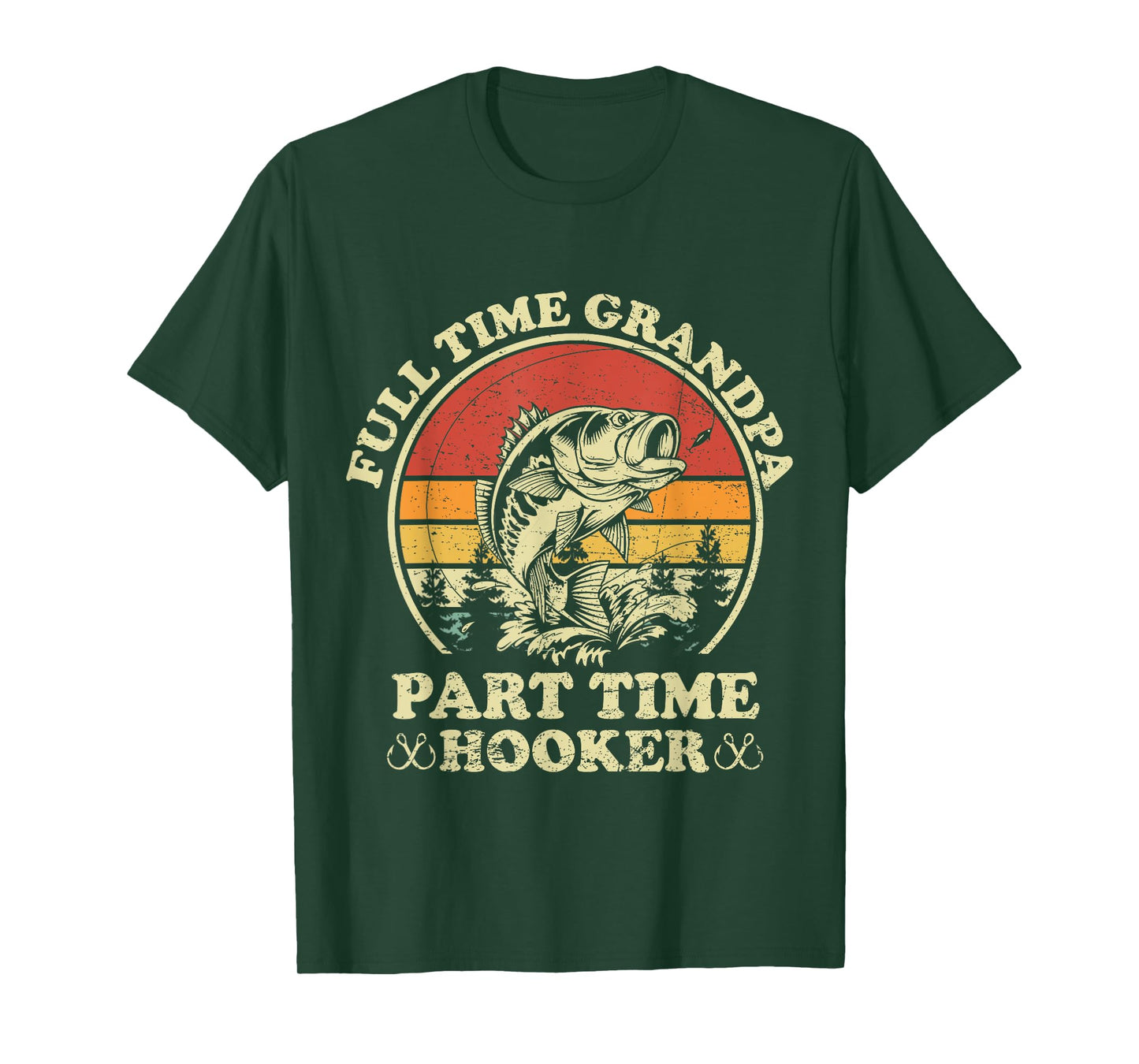Full Time Grandpa Part Time Hooker Vintage Funny Fishing T-Shirt