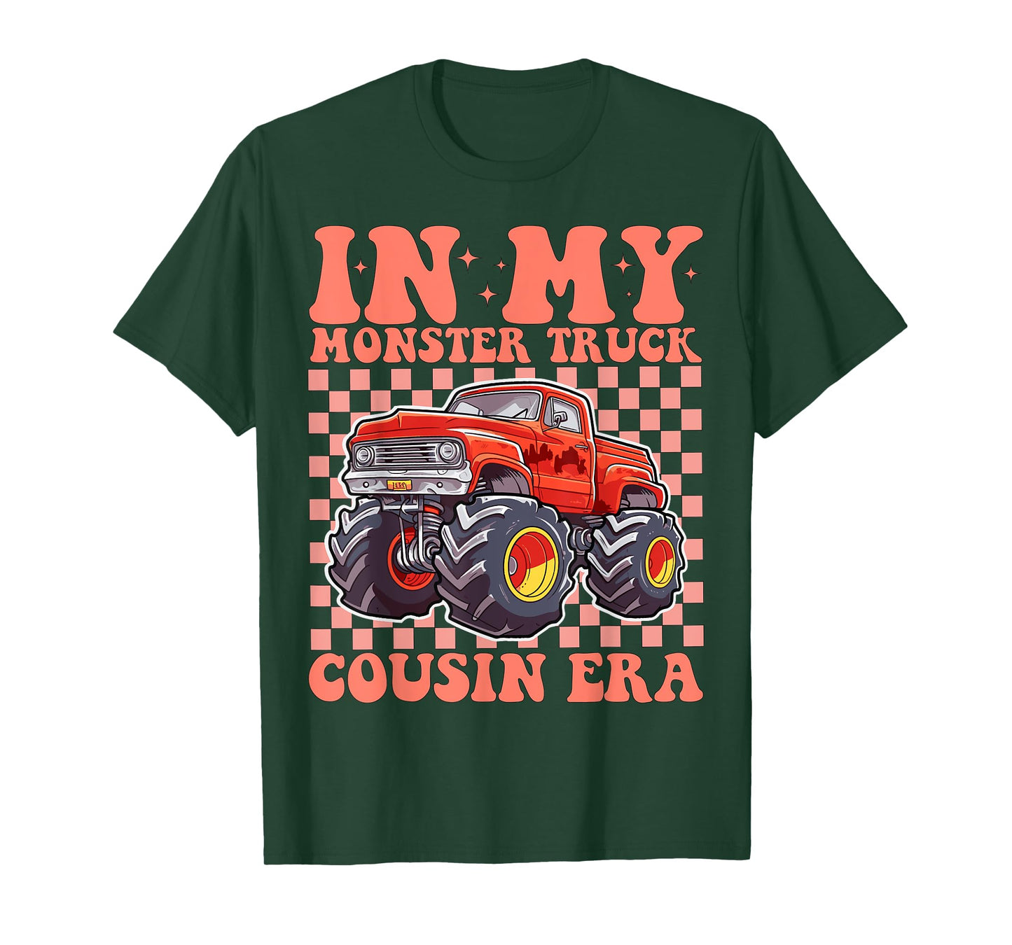 In My Monster Trucks Cousin Era Groovy Family T-Shirt