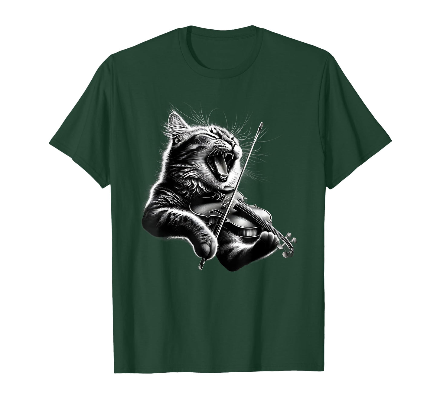 Funny Orchestra Musician Violinist Rock Cat Playing Violin T-Shirt for Men Women Girls Kids