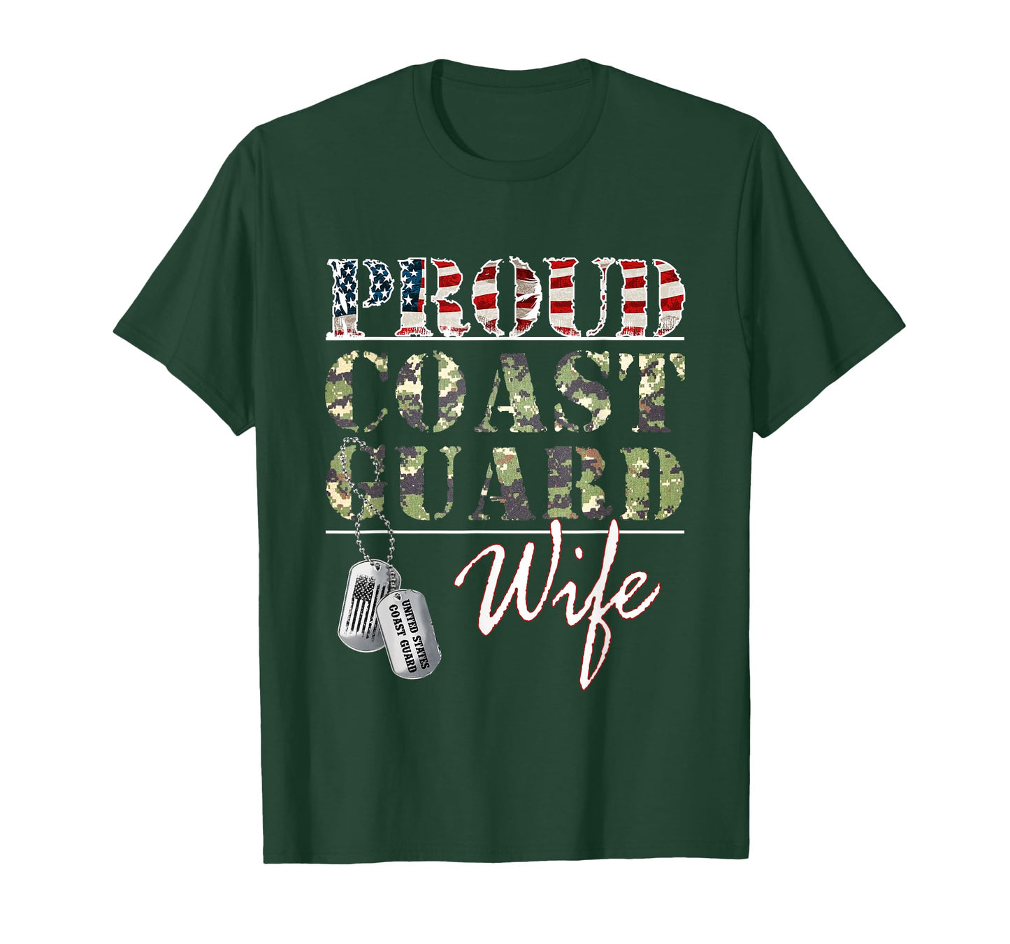 Proud Coast Guard Wife American Veteran Military T-Shirt