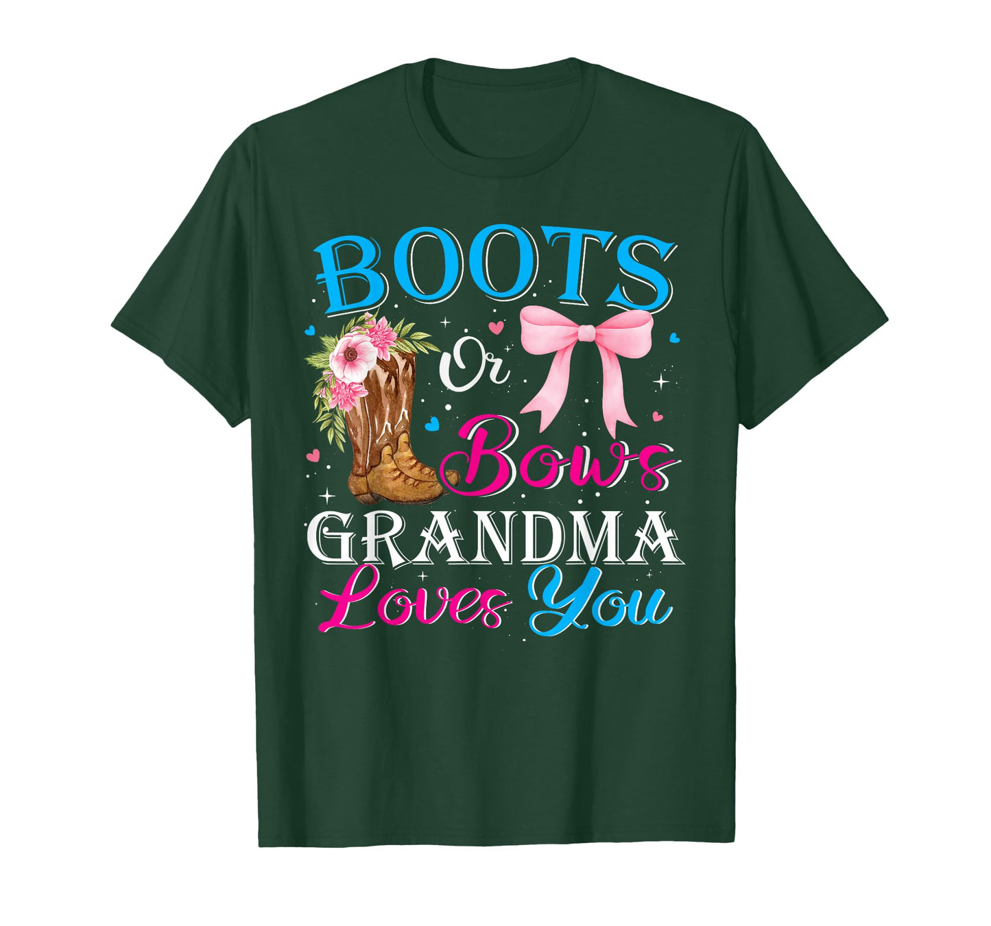 Boots Or Bow Grandma Loves You Western Cowgirl Gender Reveal T-Shirt