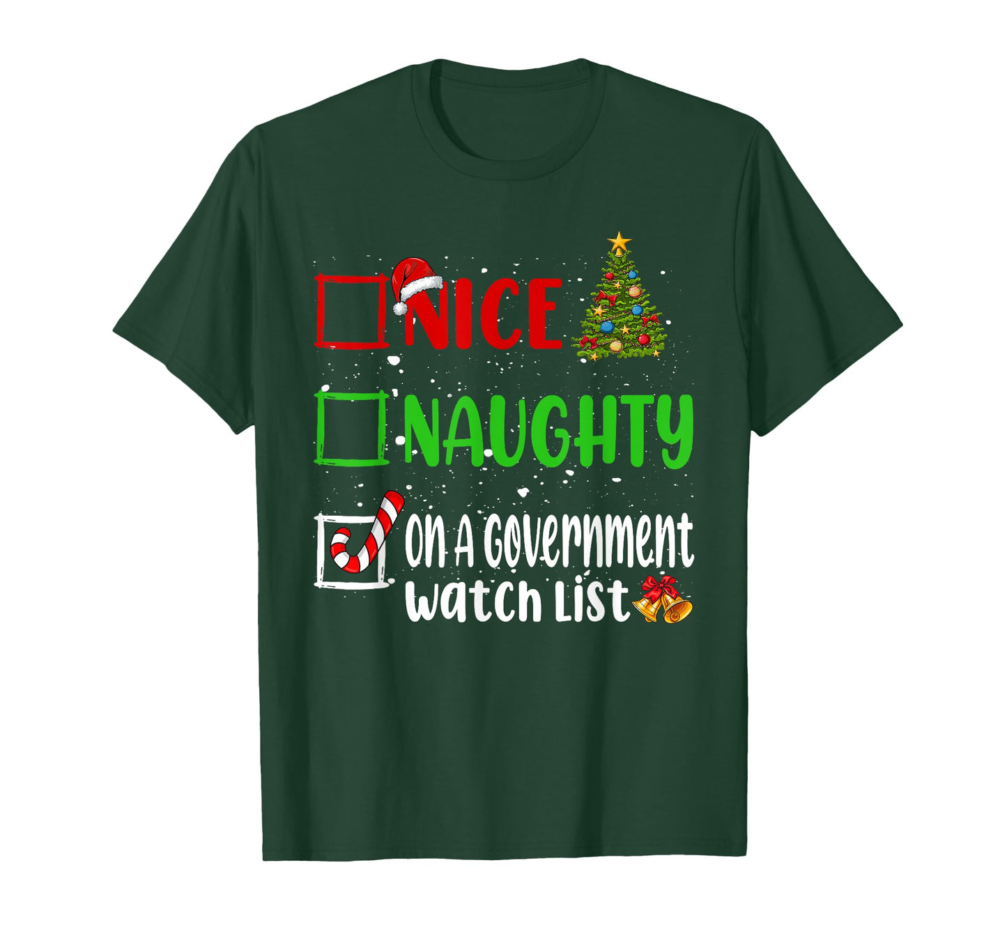Nice Naughty List Funny Christmas List T-Shirt - Unisex Adult, Black, Small, Short Sleeve, T-Shirt