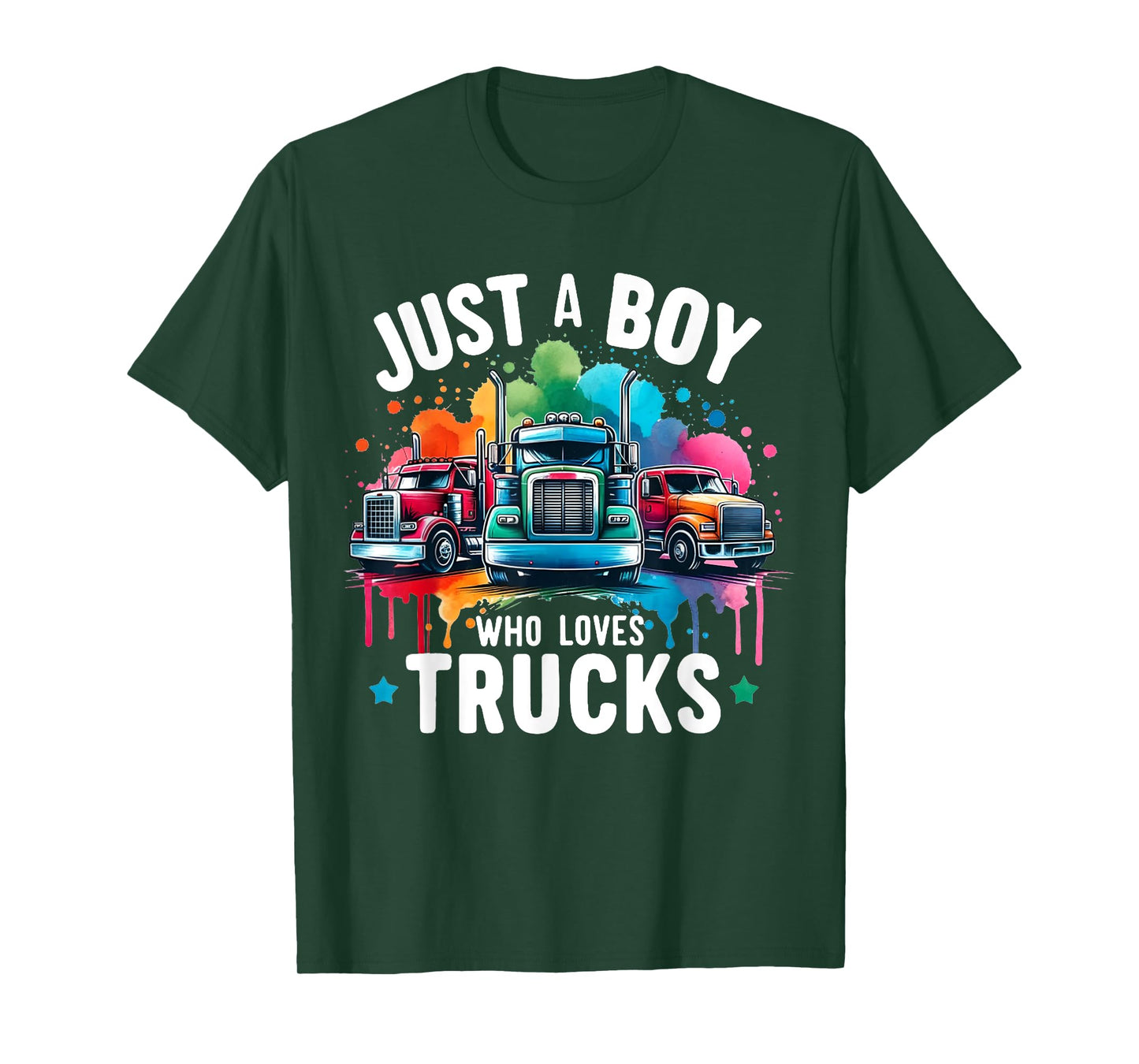 Just a Boy who loves Trucks Semi Trucker Drip Kids Toddler T-Shirt