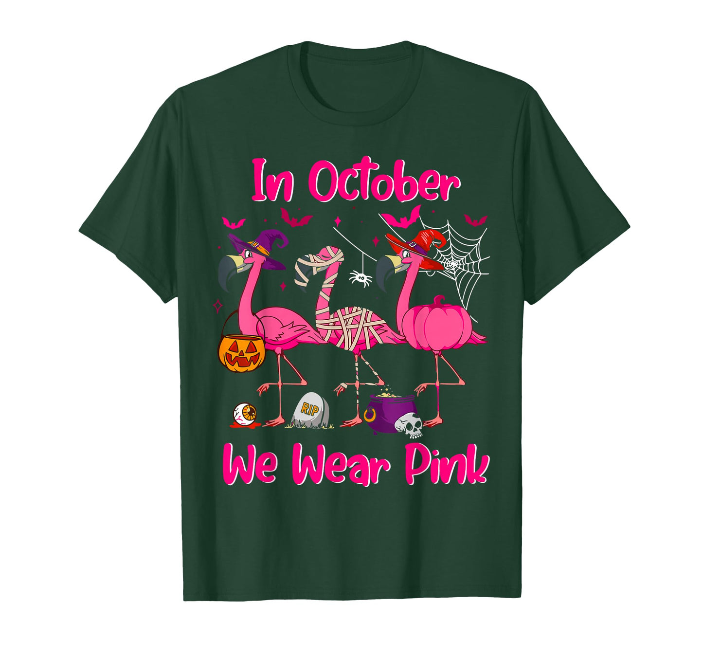 In October We Wear Pink Flamingo Breast Cancer Awareness T-Shirt