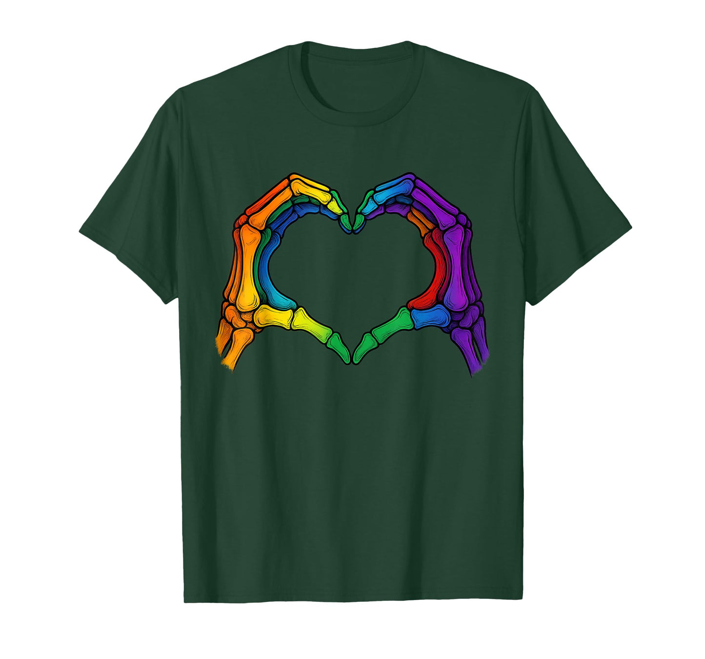 Skeleton Heart Hand LGBT-Q Cool Rainbow Flag Gay Pride Ally T-Shirt