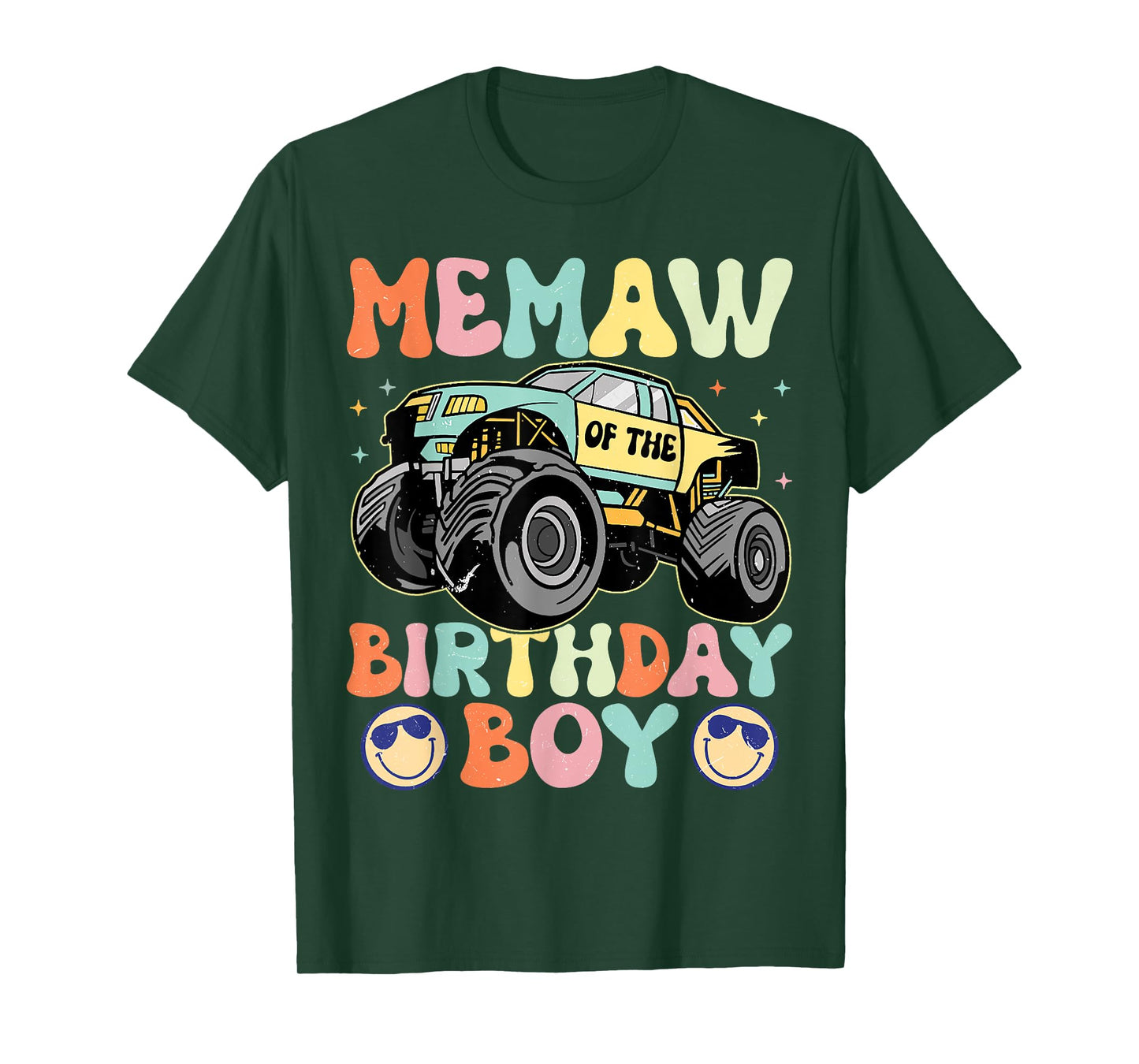 Monster Truck Memaw Of The Birthday Boy Matching Family T-Shirt