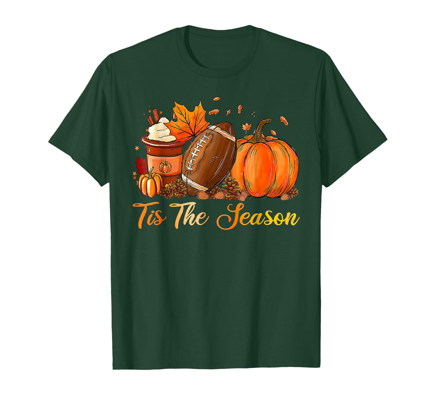 Pumpkin Spice Football Tis The Season Fall Thanksgiving T-Shirt