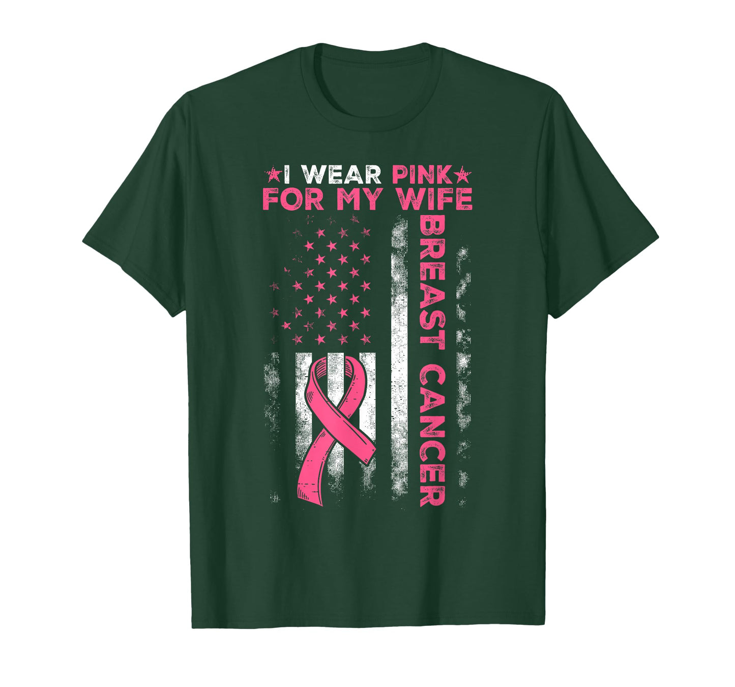 I Wear Pink for My Wife Breast Cancer Awareness Husband Men T-Shirt