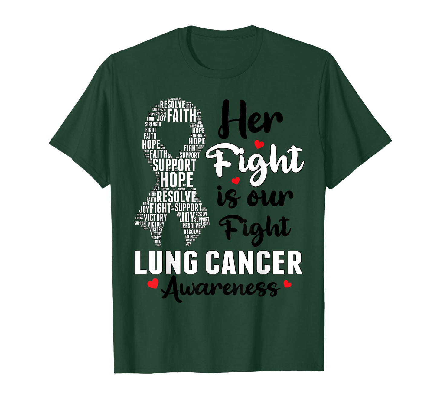 Her Fight Is Our Fight Lung Cancer Awareness White Ribbon T-Shirt