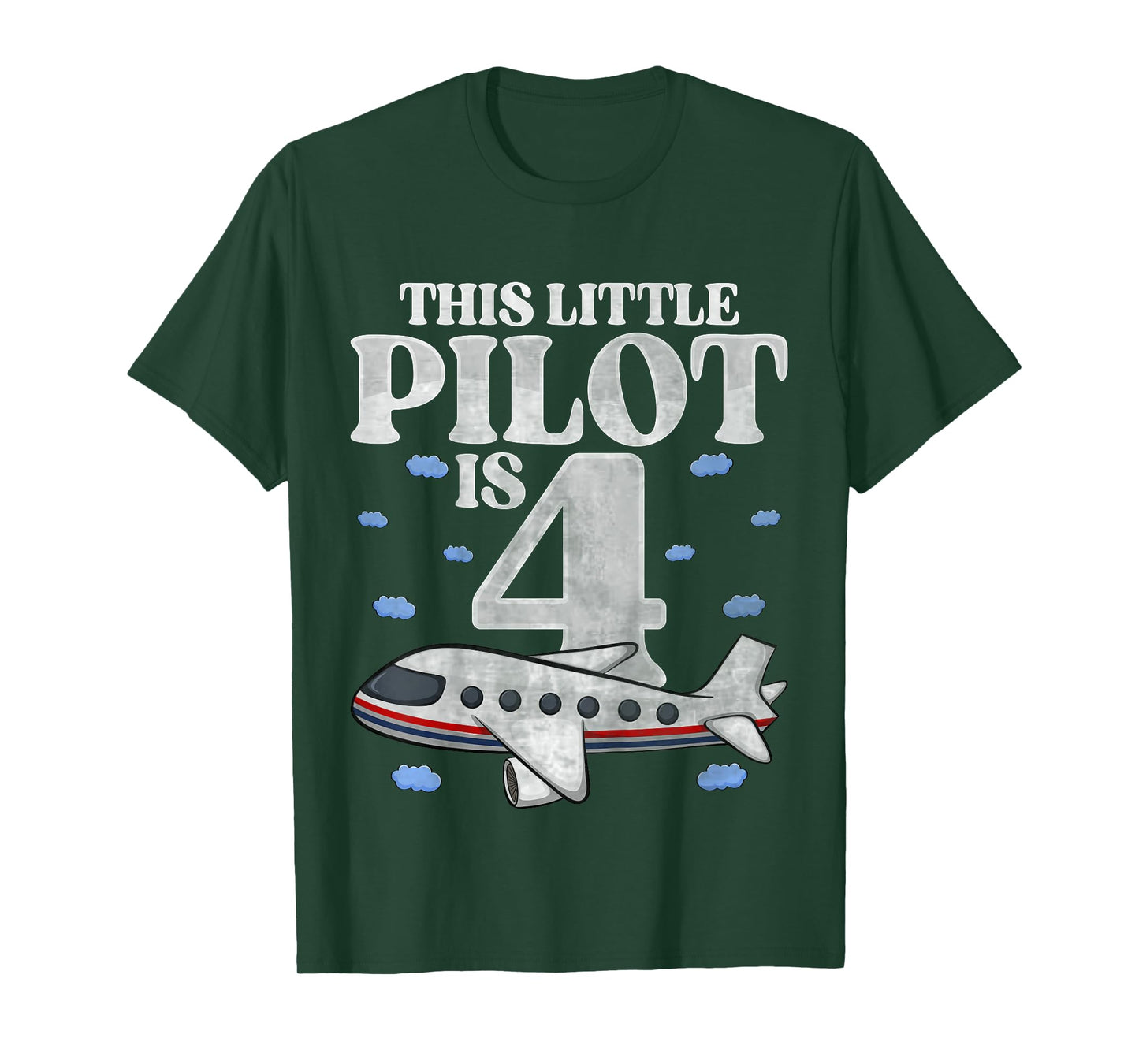 Kids This Little Pilot Is 4 Airplane Four Years Old 4th Birthday T-Shirt