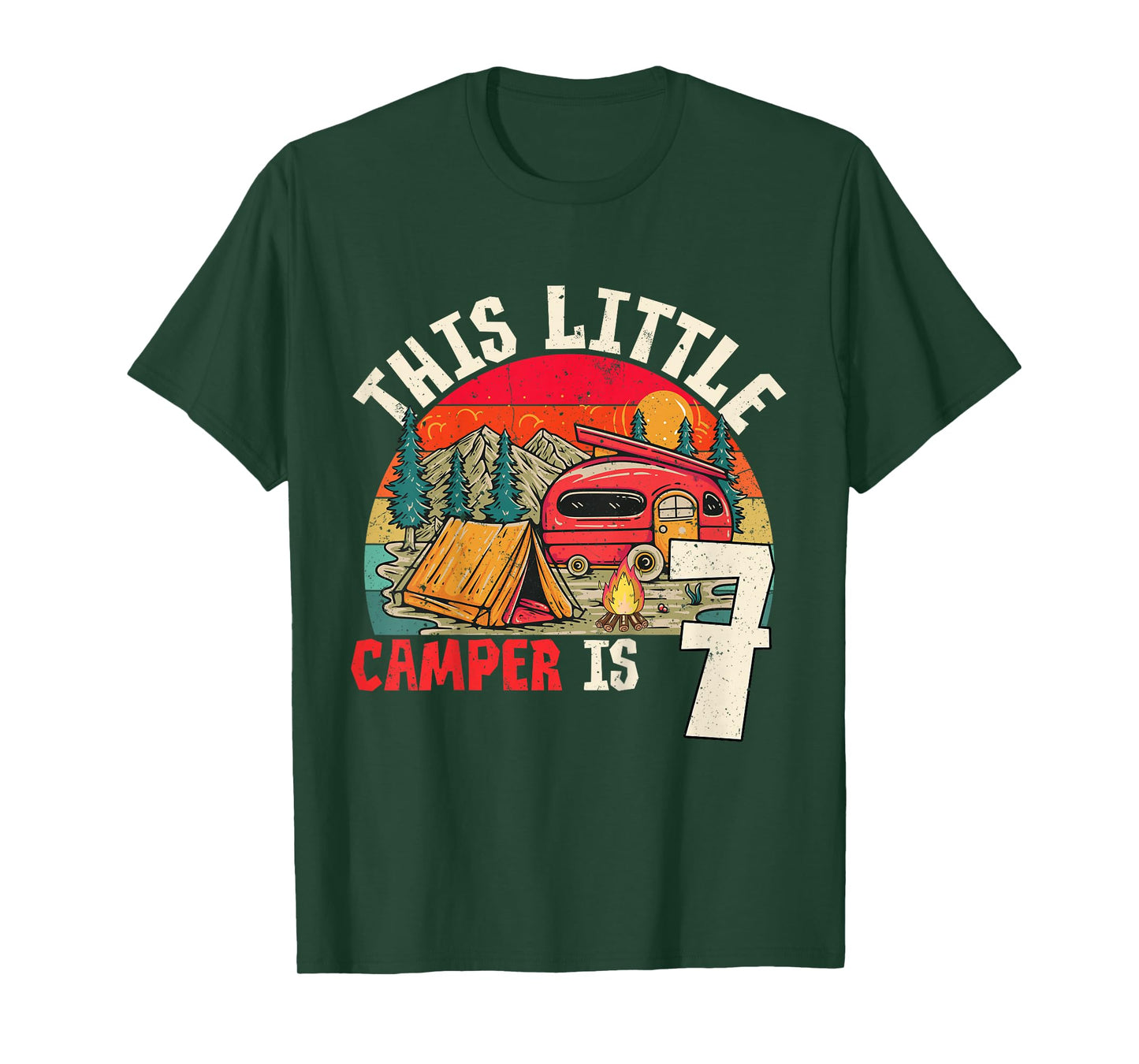 This Little Camper is 7 Years Old Camping 7th Birthday T-Shirt