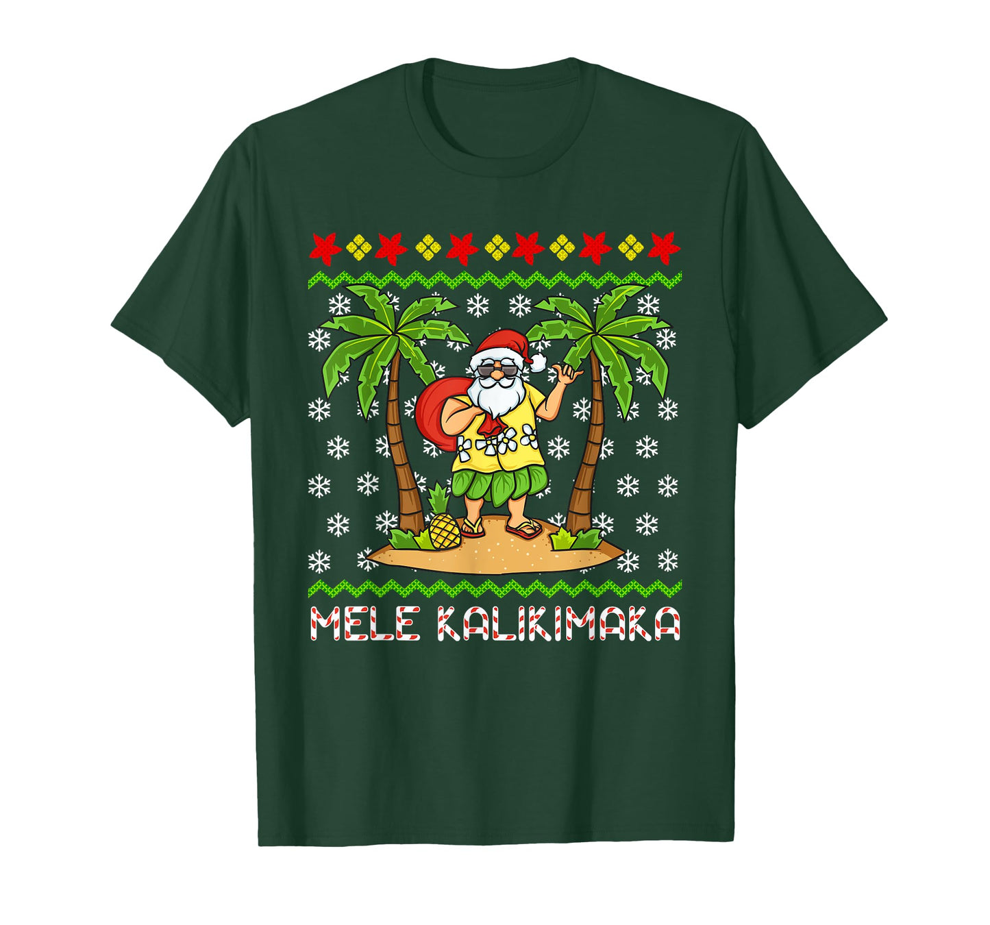 Mele Kalikimaka Hawaiian Christmas In July Hawaii Santa T-Shirt