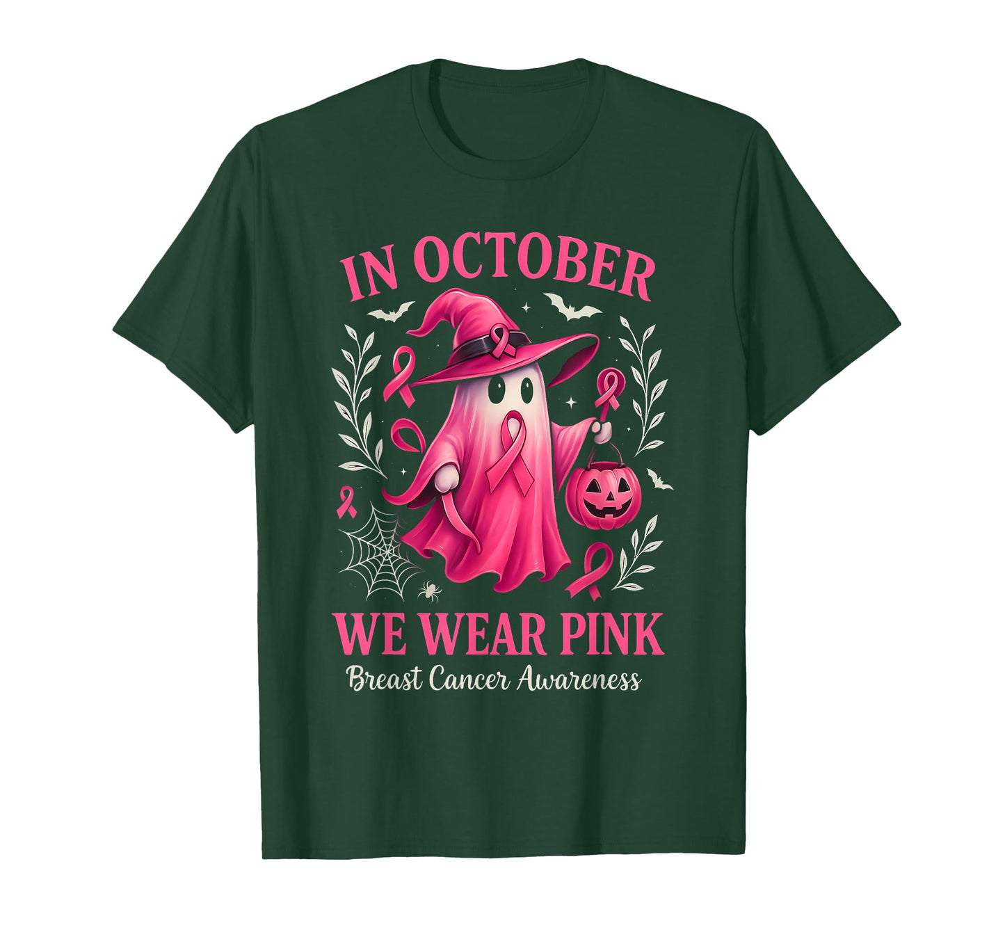 Breast Cancer Women Halloween in October We Wear Pink Gifts T-Shirt