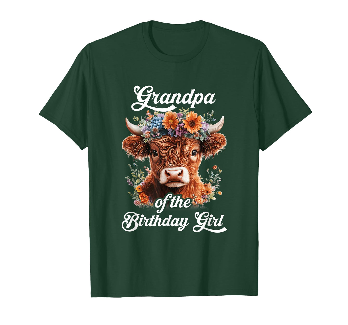 Grandpa Of The Birthday Girl Highland Cow Farm Family T-Shirt