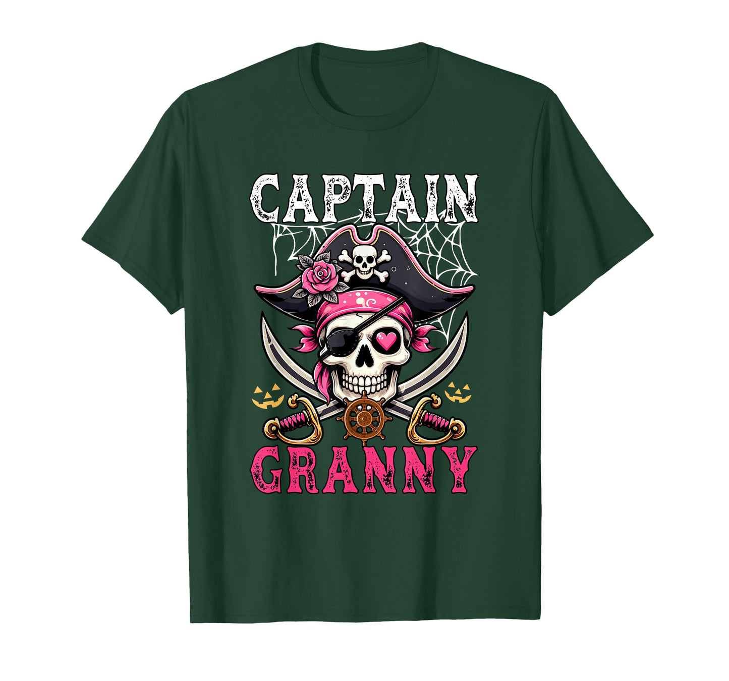 Captain Granny Halloween Skull As Pirate Floral Cute Women T-Shirt