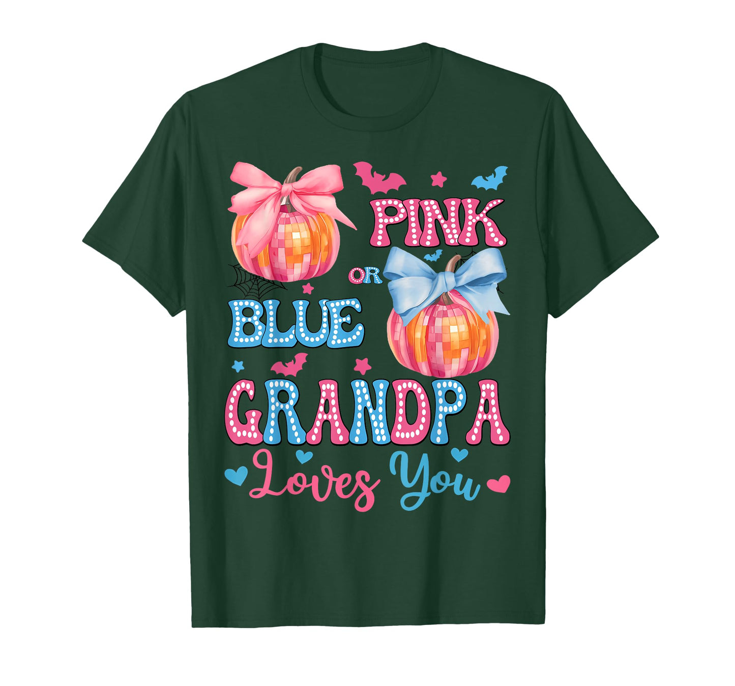 Pink or Blue Grandpa Loves You Gender Reveal Halloween T-Shirt