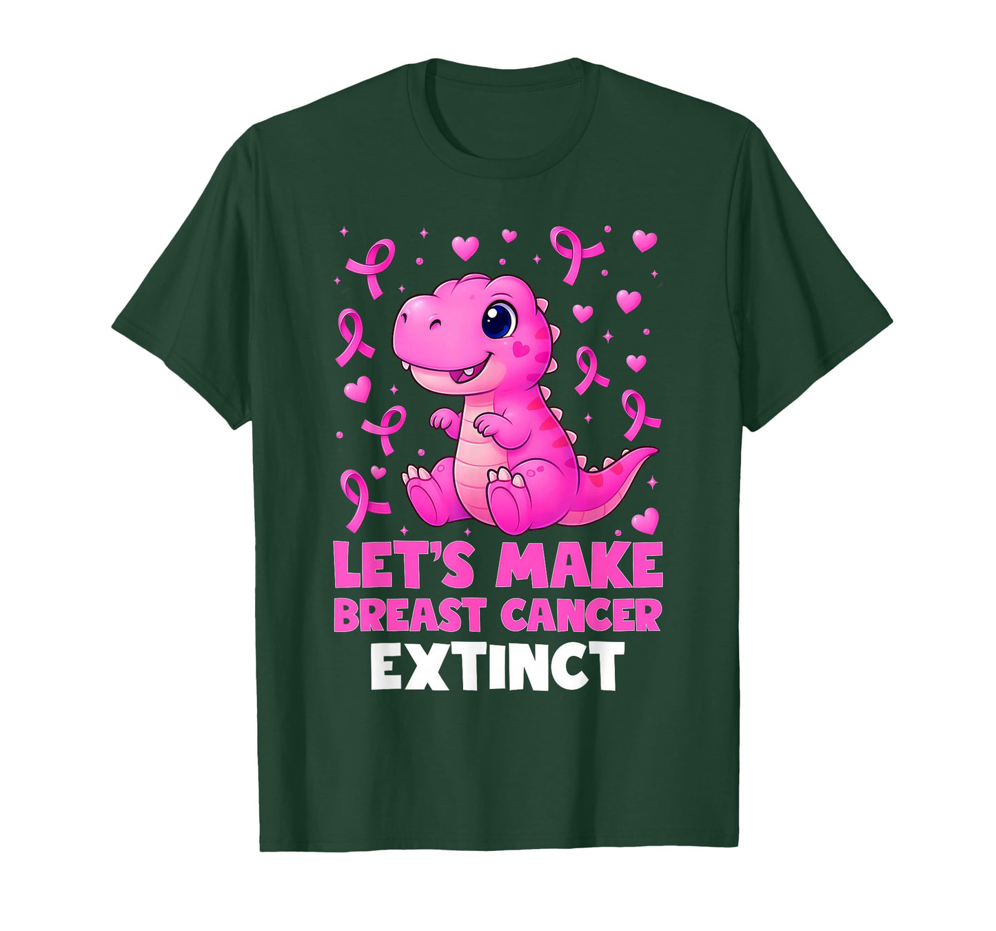 Lets Make Breast Cancer Extinct Pink Dinosaur Kids Boys Girl T-Shirt
