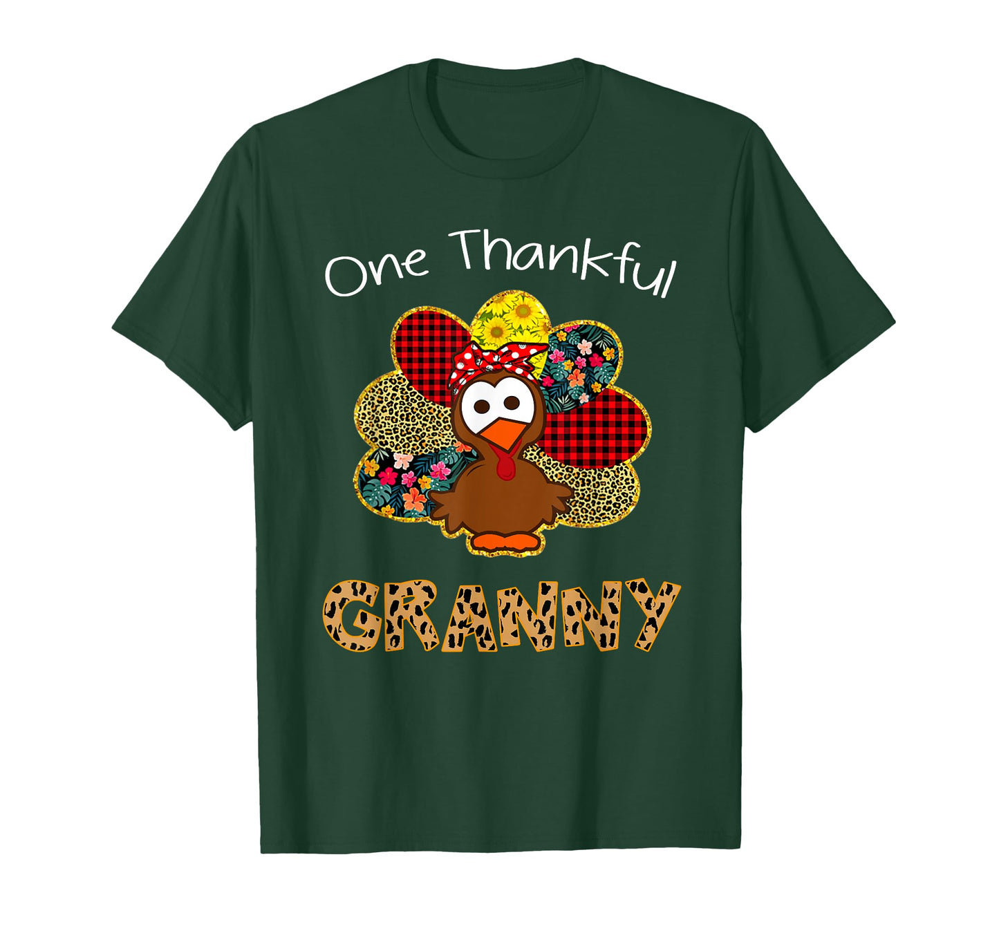 One Thankful Granny Shirt Funny Cute Turkey Thanksgiving T-Shirt