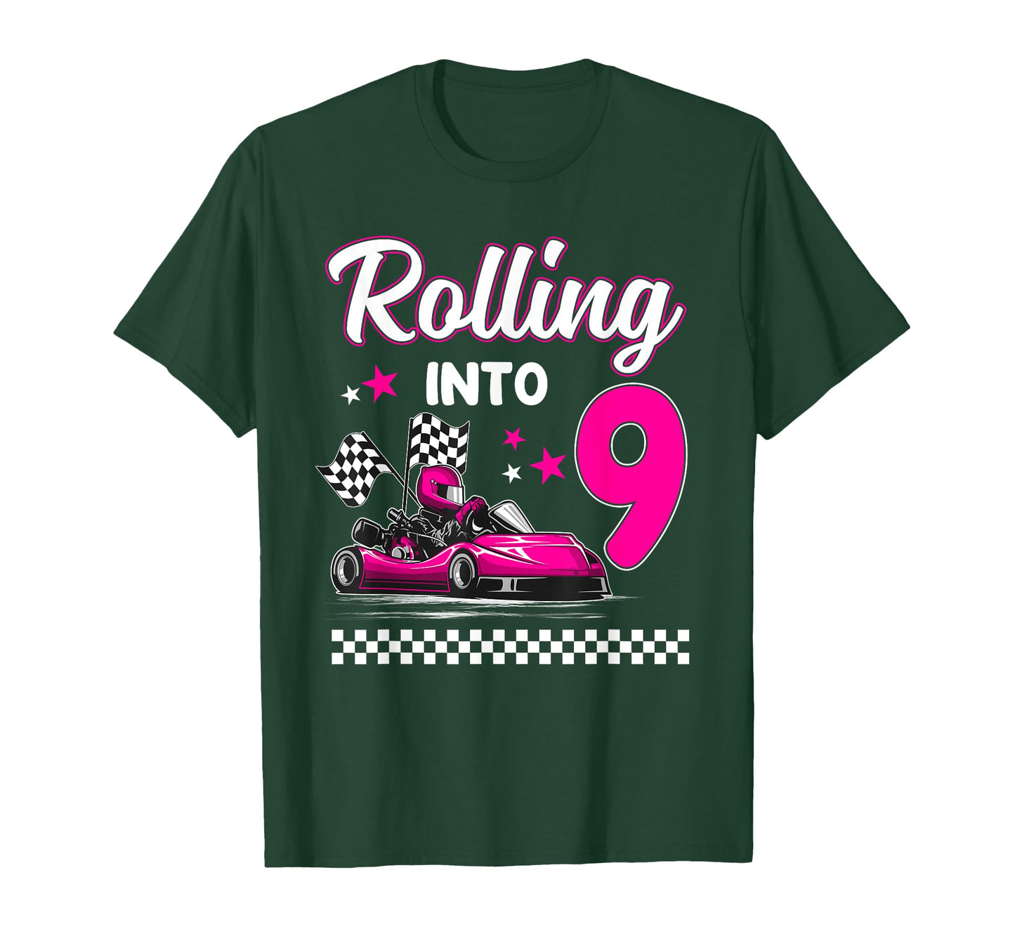 Rolling into 9 Year Old Go Kart Racing 9th Girl Birthday T-Shirt