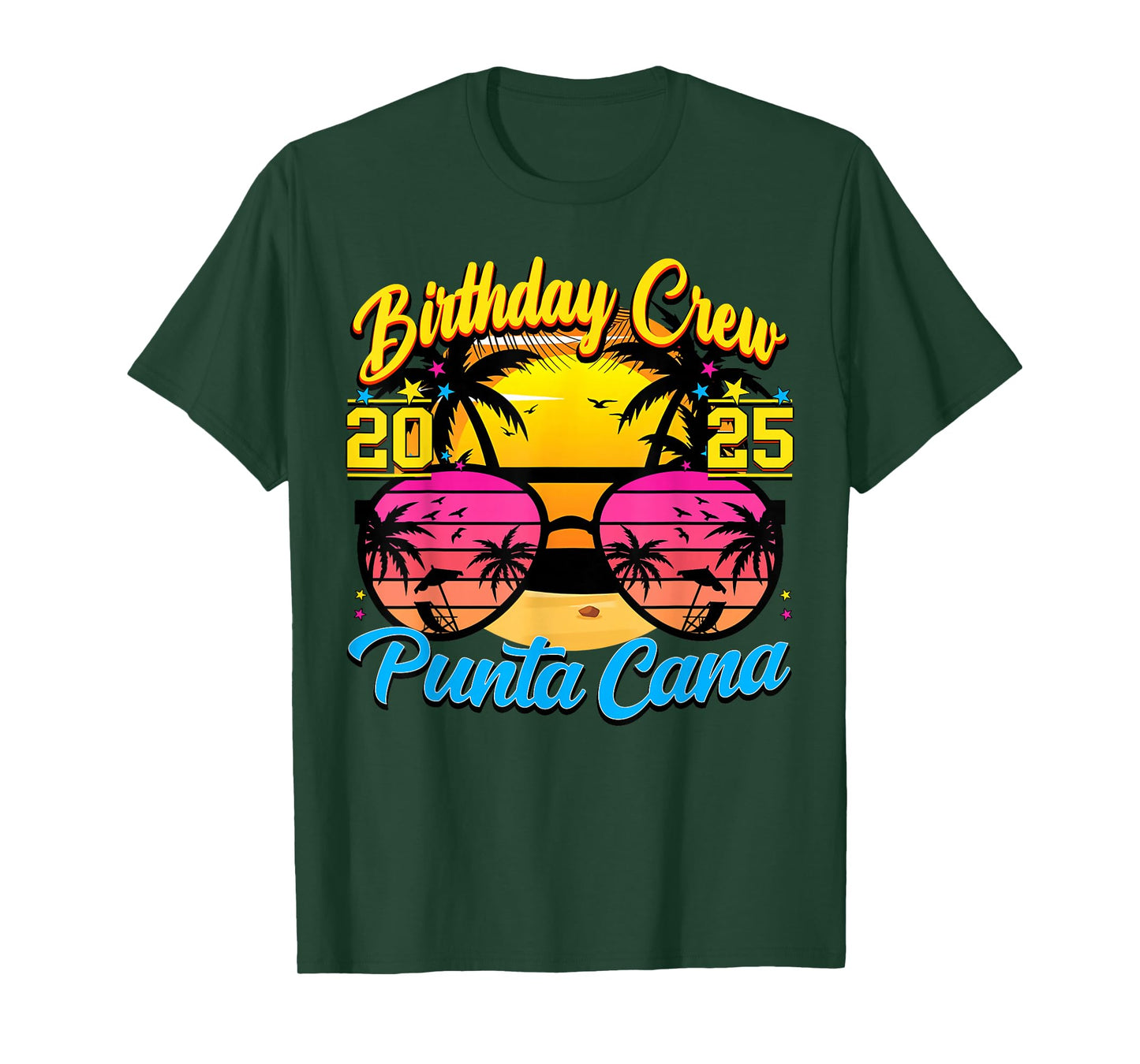Punta Retro Cana Birthday Crew 2025 Sunset Matching Cruise T-Shirt