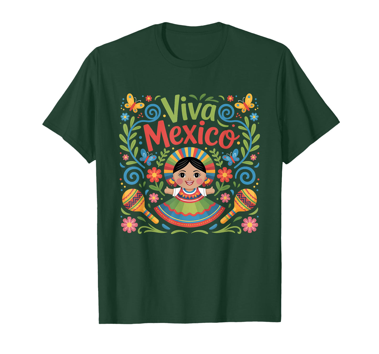 Viva Mexico Colorful Folk Art Mexican Independence Day T-Shirt