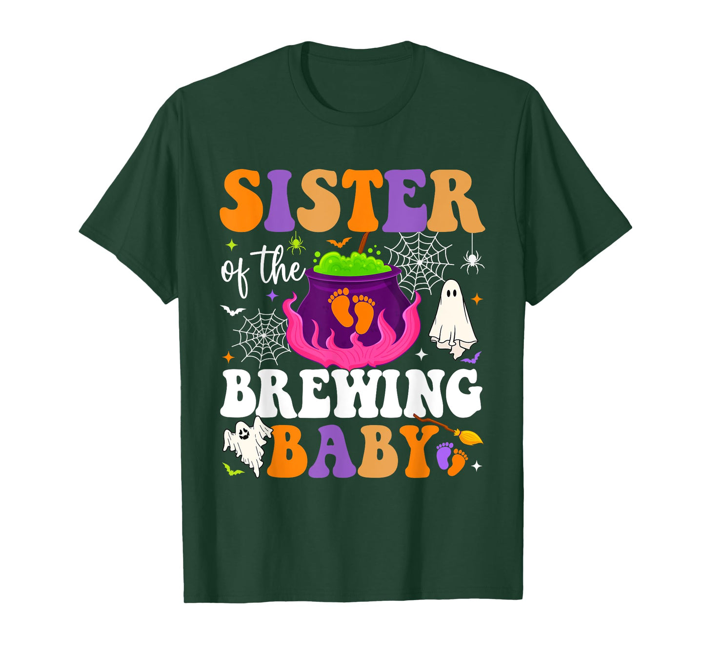 Sister of Brewing Baby Halloween Theme Baby Shower Spooky T-Shirt