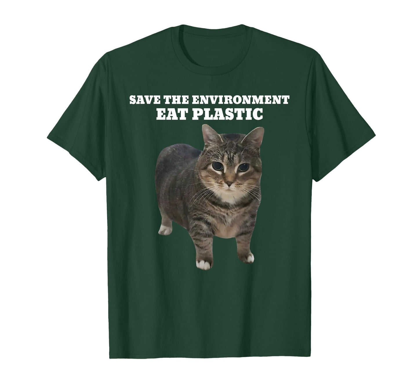 Save The Environment Eat Plastic Cat Meme T-Shirt