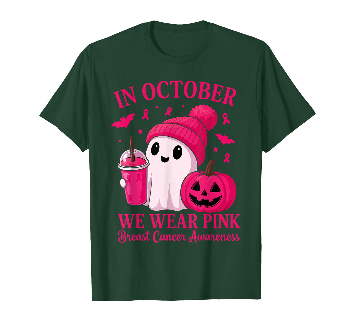 Breast Cancer Halloween Women in October We Wear Pink T-Shirt