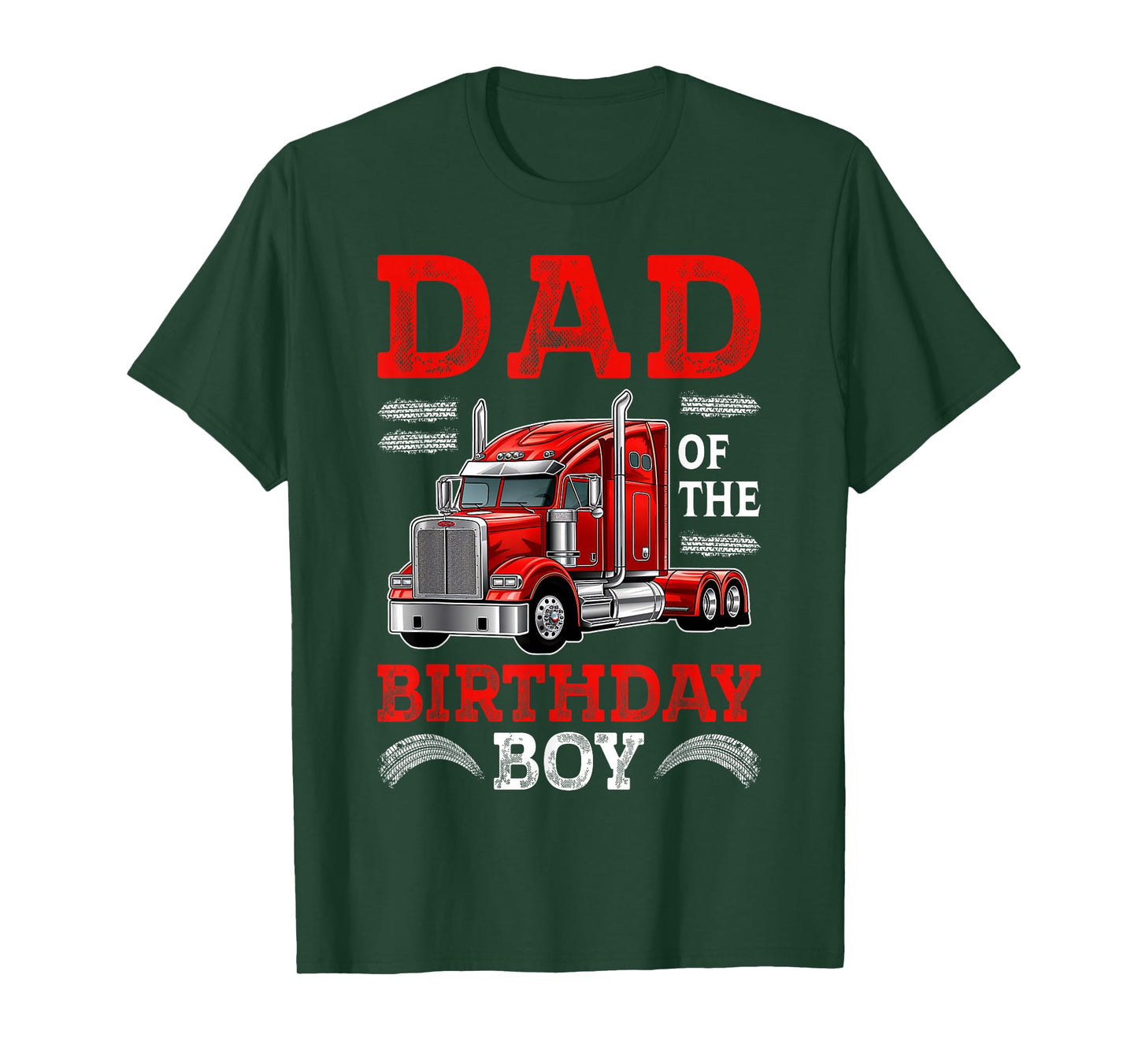 Dad Of The Birthday Boy Semi Truck Family Birthday Squad T-Shirt