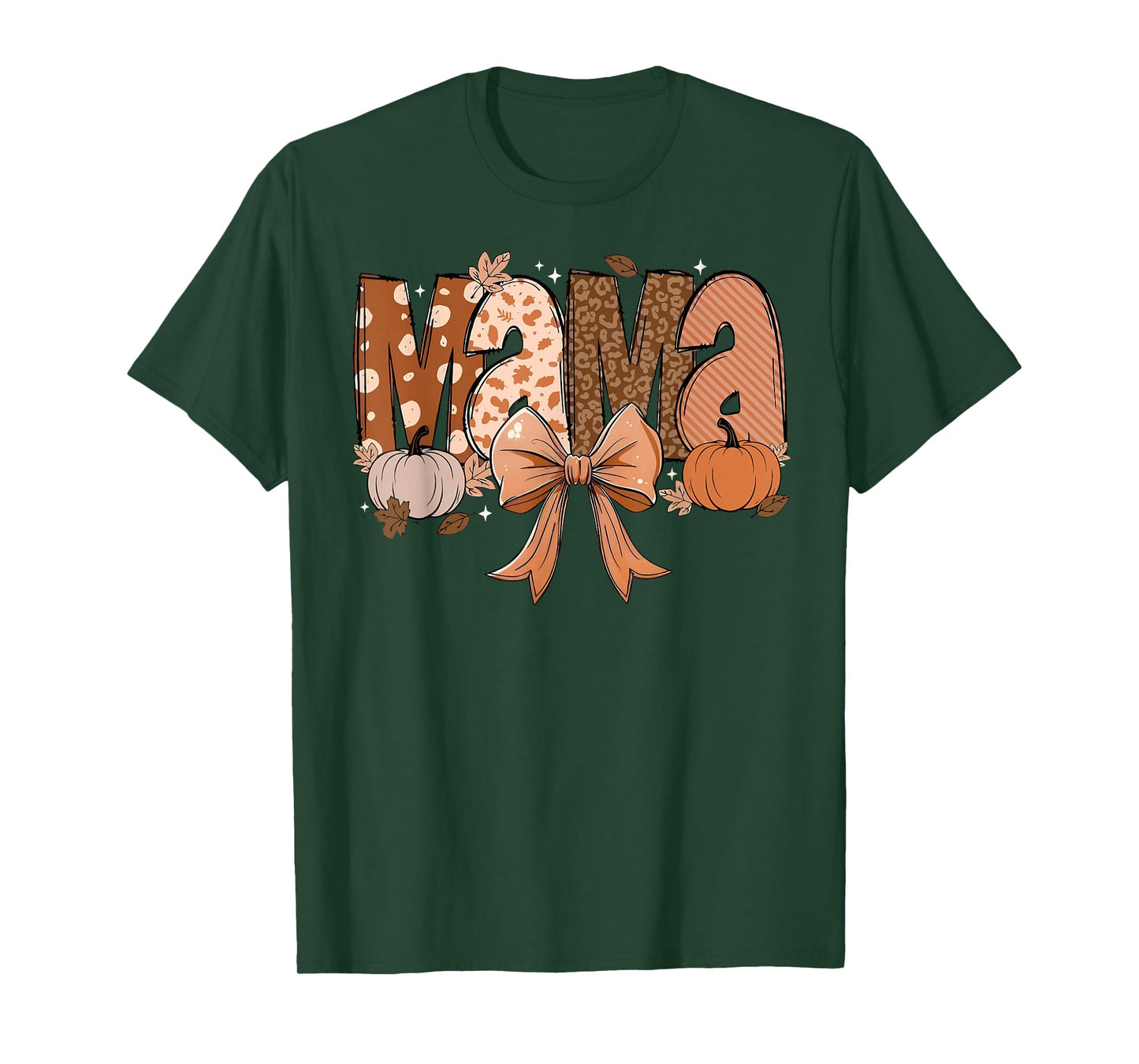 Mama Coquette Bow Pumpkin Autumn Fall Leaves Thanksgiving T-Shirt