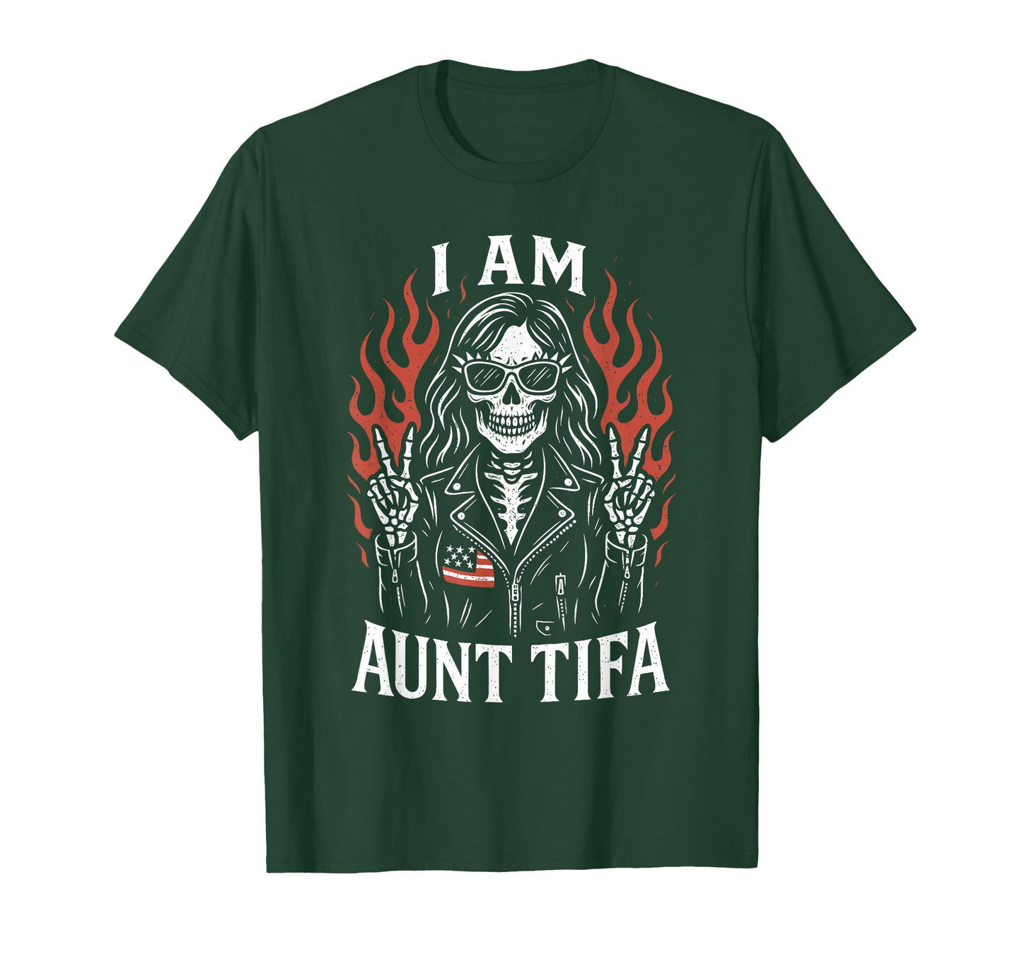 I Am Aunt Tifa Funny Skeleton Biker Aunt Tifa Design T-Shirt