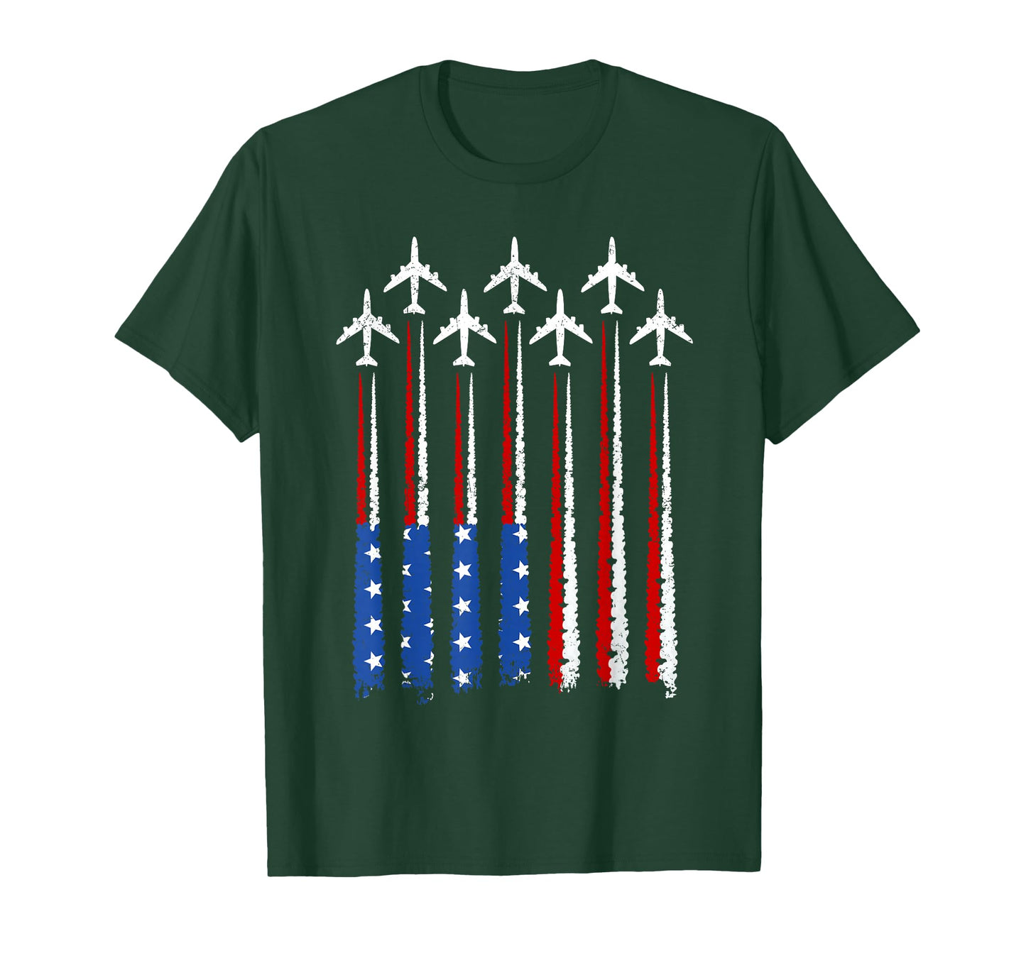 Airplane USA American Flag 4th of July Patriotic Vintage T-Shirt