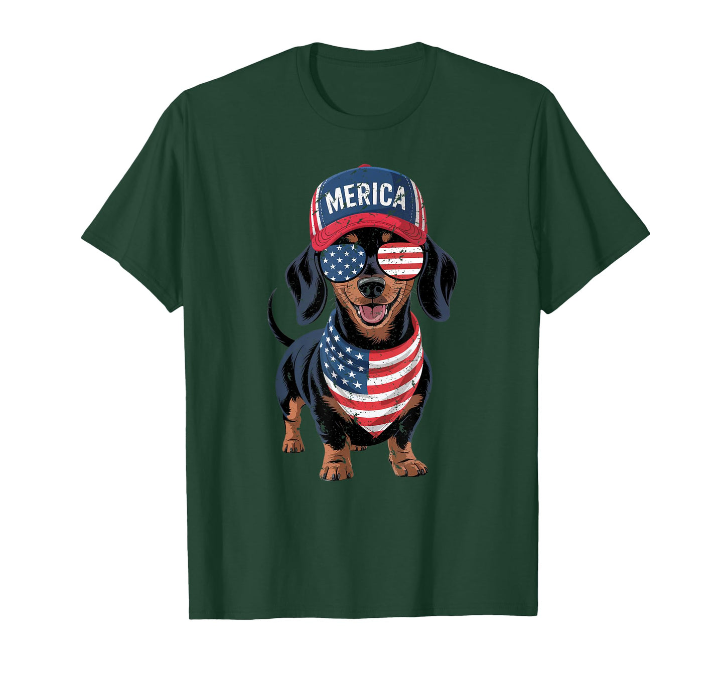 Dachshund 4th of July US American Flag Doxie Dog Patriotic Men Women Kids T-Shirt