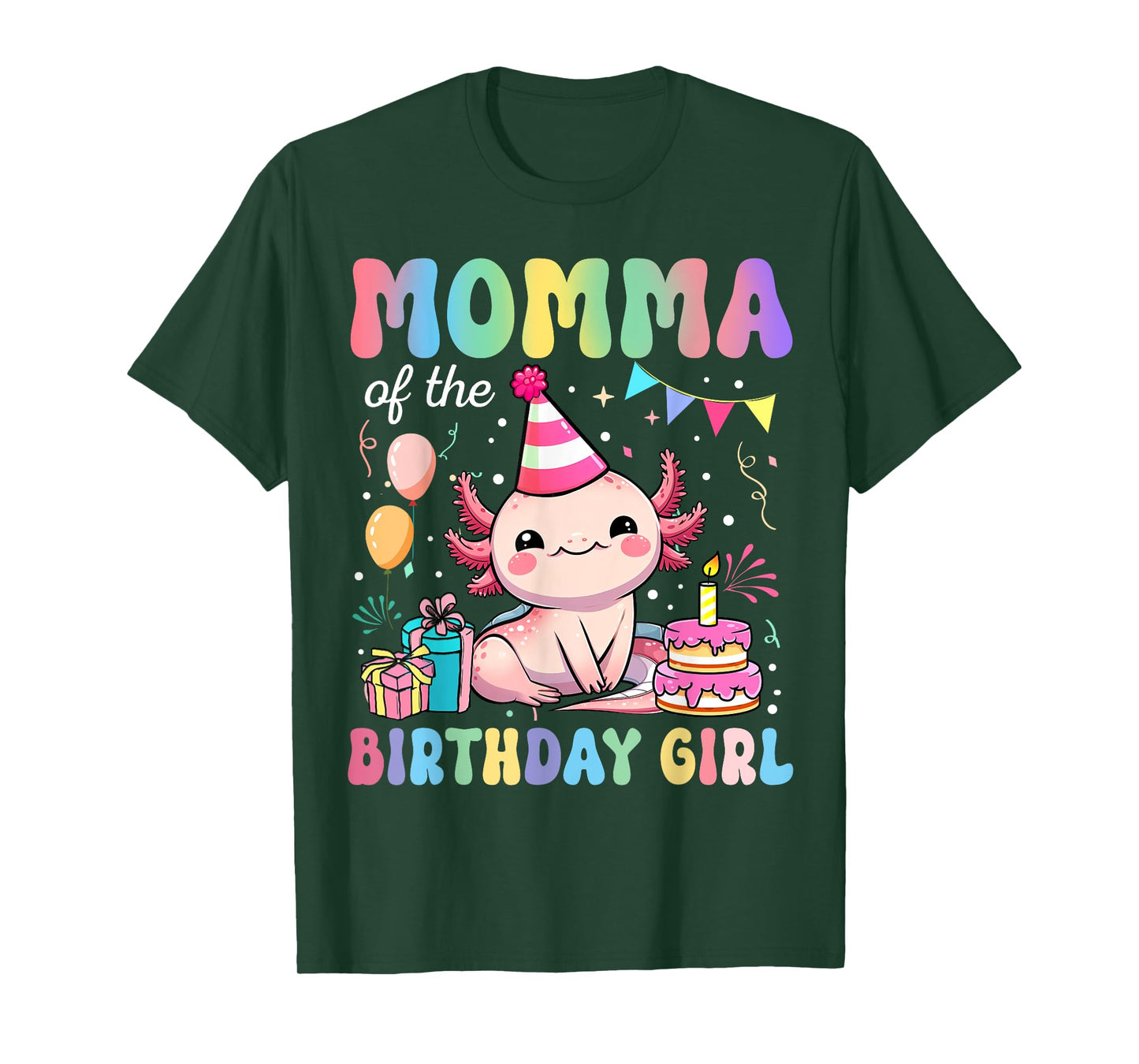 Momma Of The Birthday Girl Axolotl Bday Party Family T-Shirt