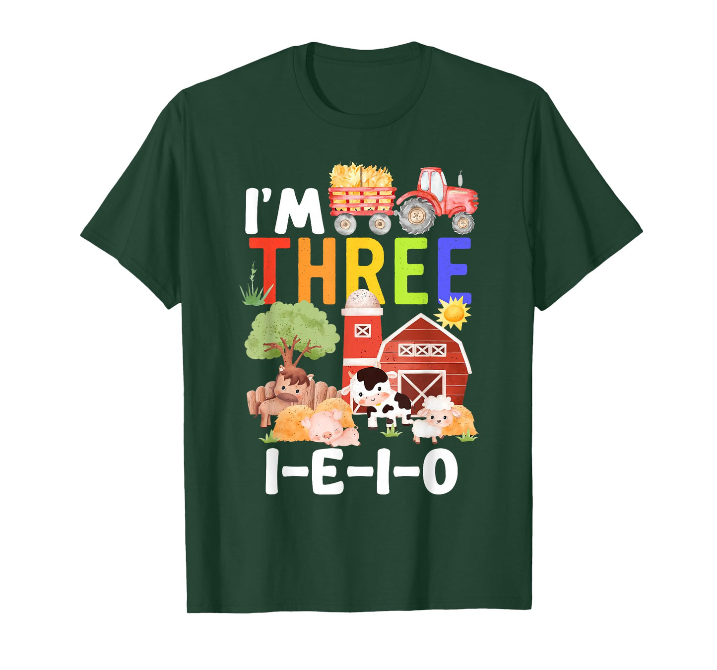 I'm Three I-E-I-O 3 Years Old Farm Animal Birthday Matching T-Shirt