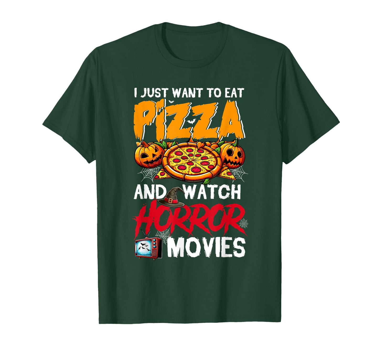 Eat Pizza And Watch Horror Movies Halloween Food Lover Kids T-Shirt