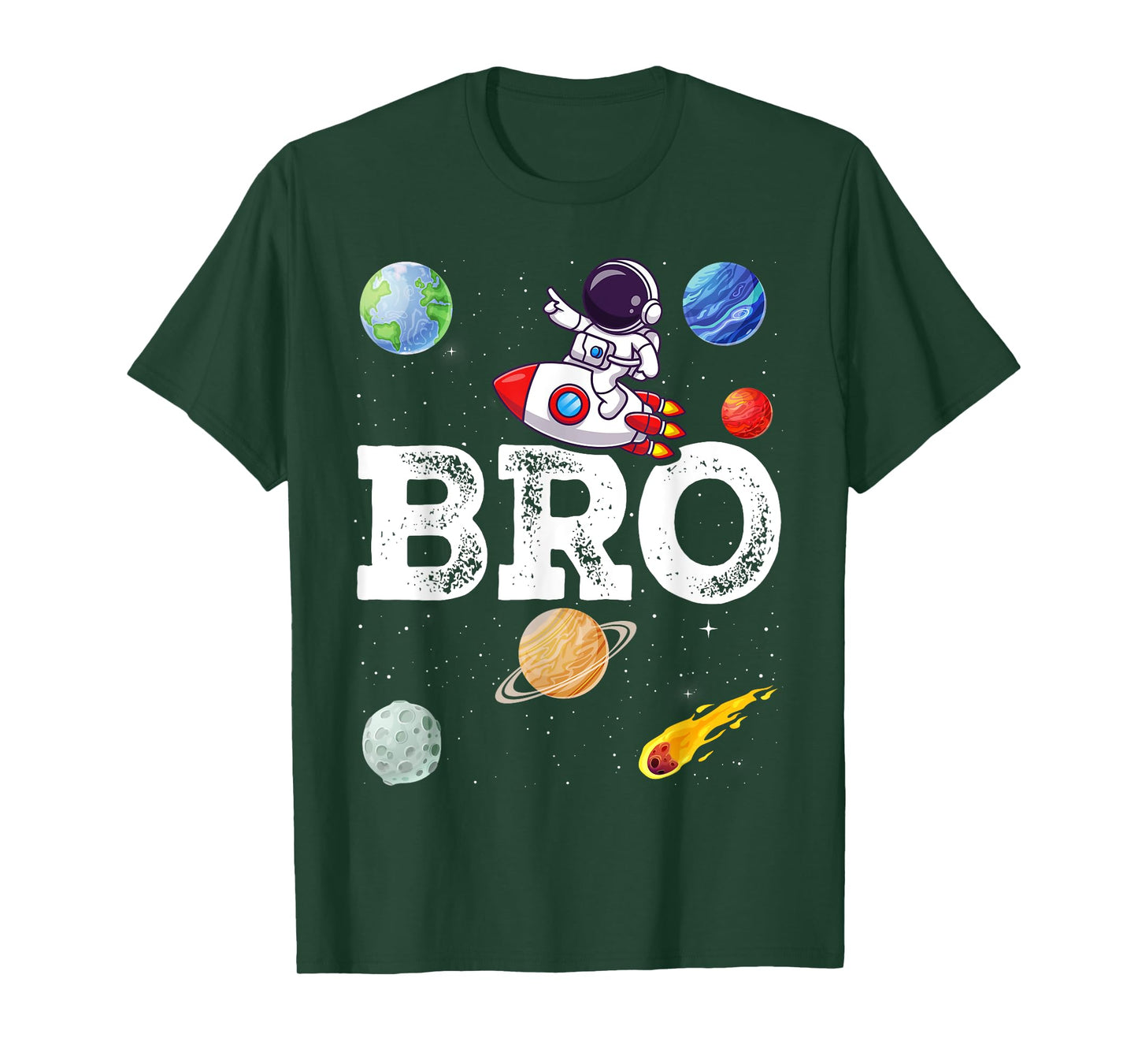 Brother Bro Space Astronaut Birthday Family Matching T-Shirt