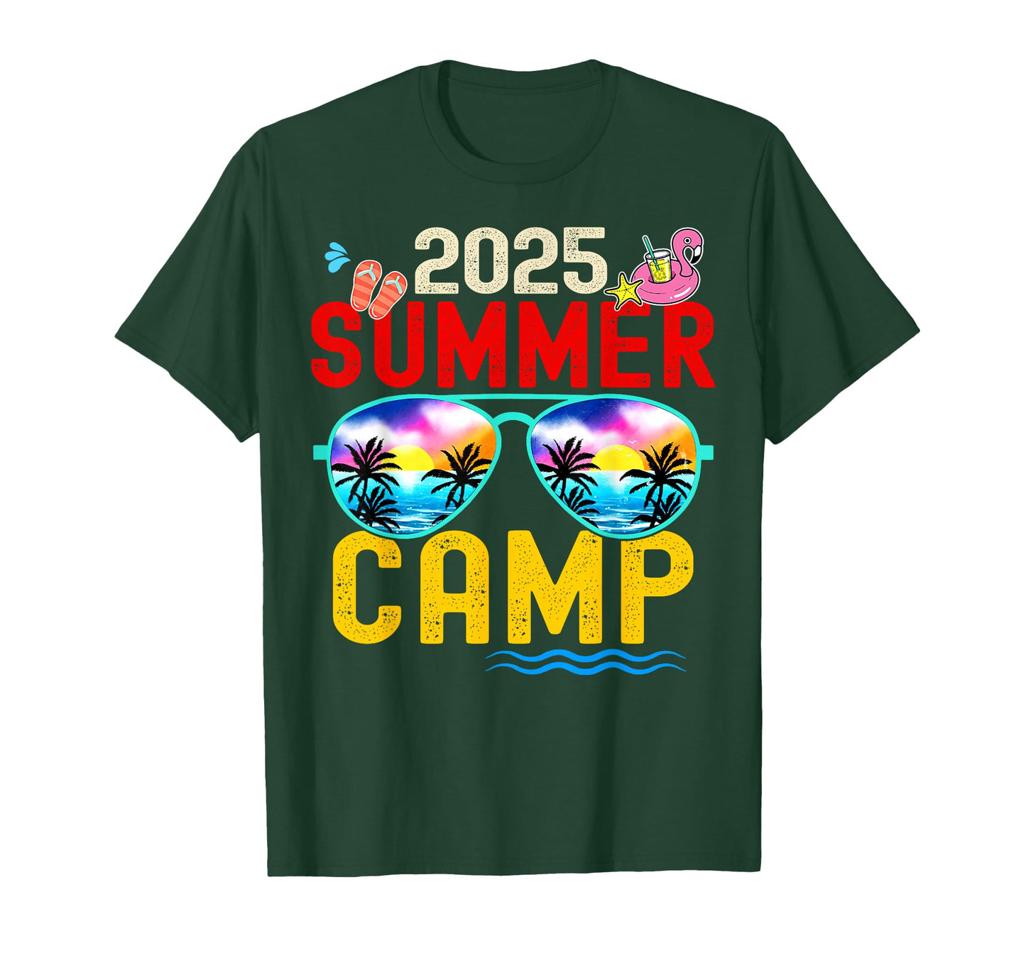 Retro 2025 Summer Camp Vacation Camper Matching Family Group T-Shirt