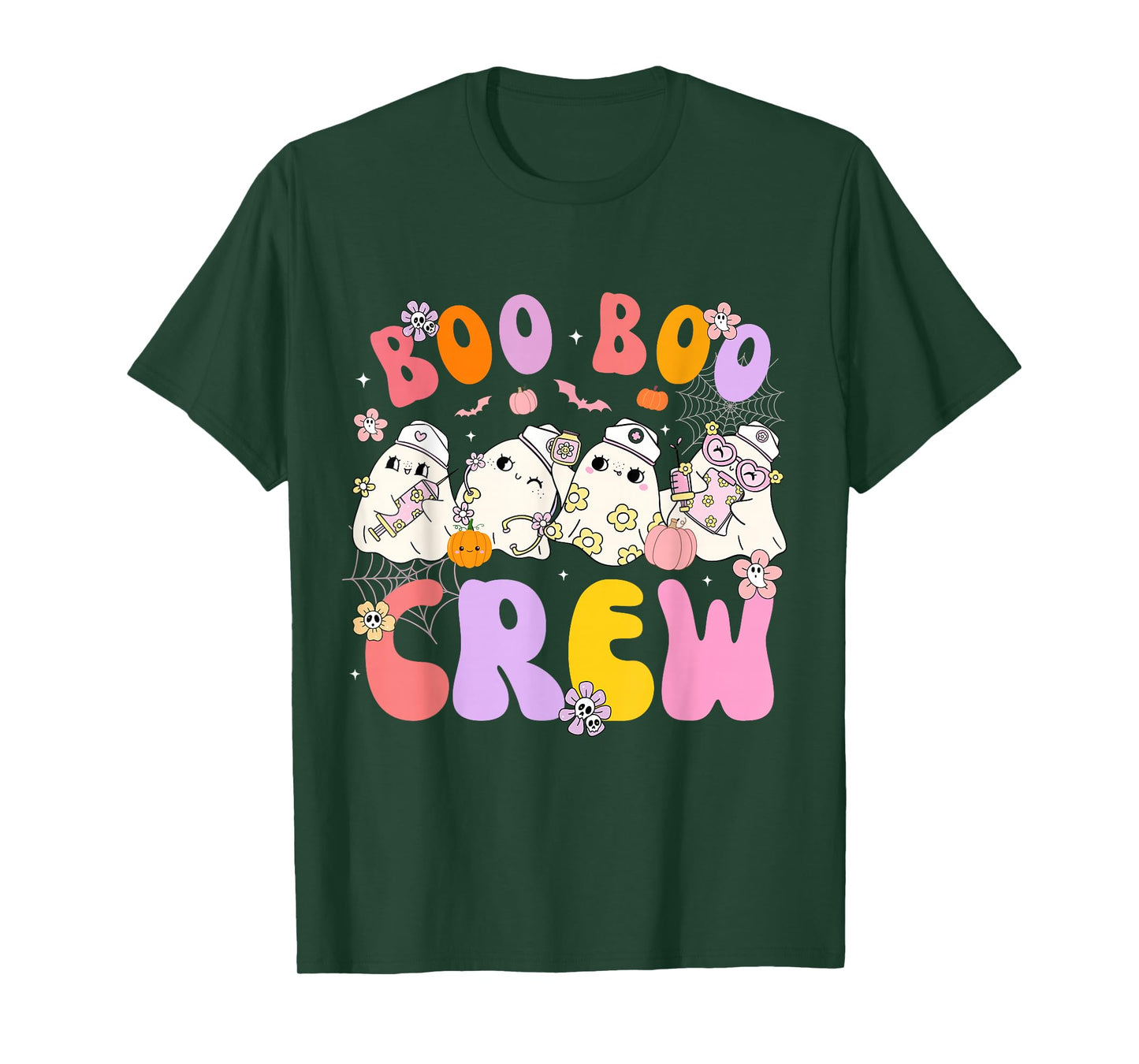 Groovy Halloween Boo Crew Nurse Funny Ghost Women Halloween T-Shirt