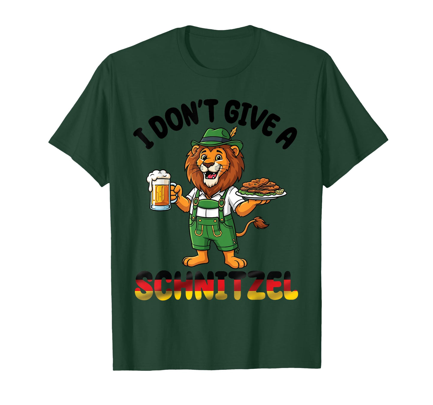 Lion Lederhosen Beer I Don't Give A Schnitzel Oktoberfest T-Shirt