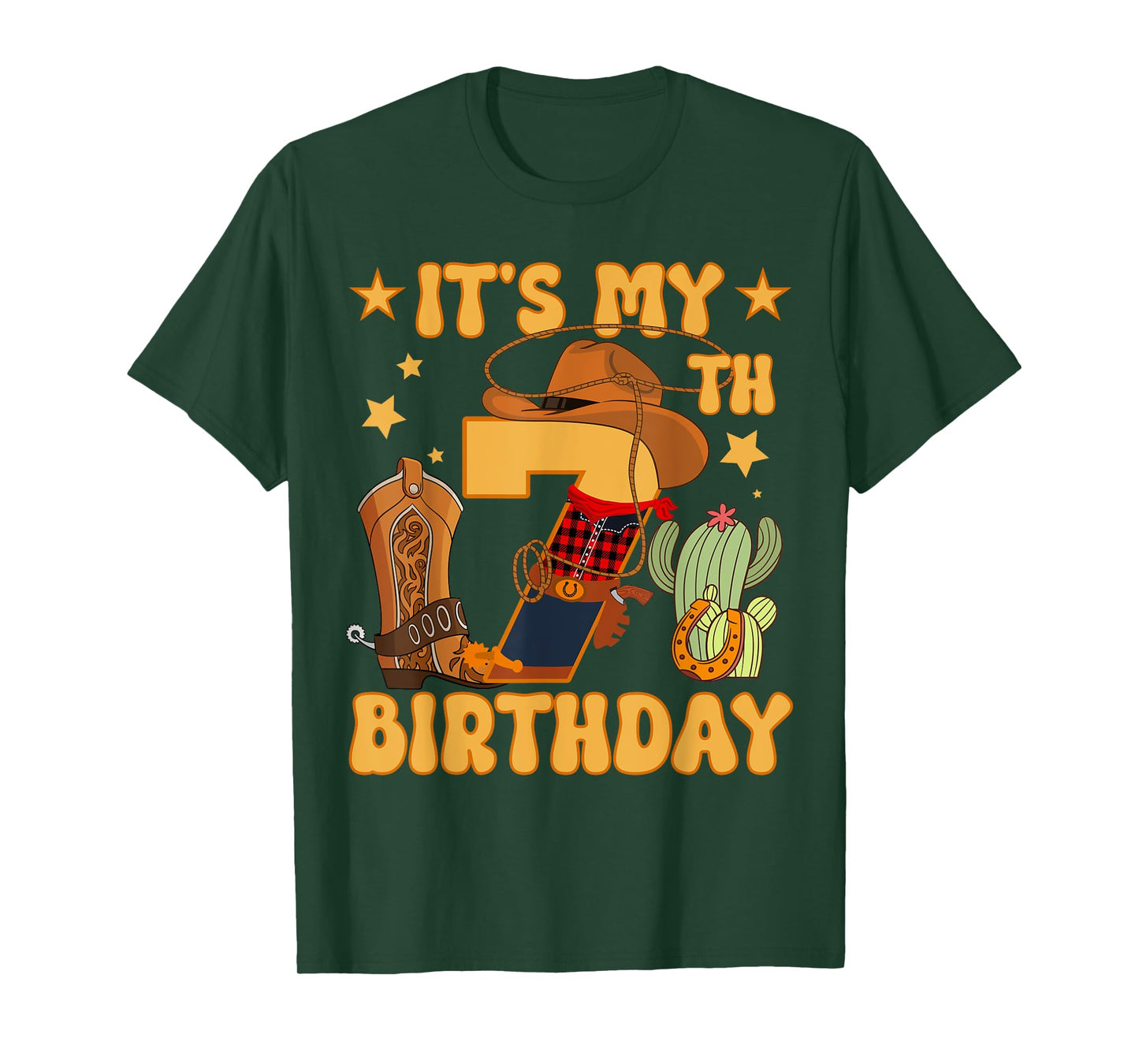 It's My 7th Birthday Cowboy Rodeo Horse 7 Year Old Bday Boy T-Shirt
