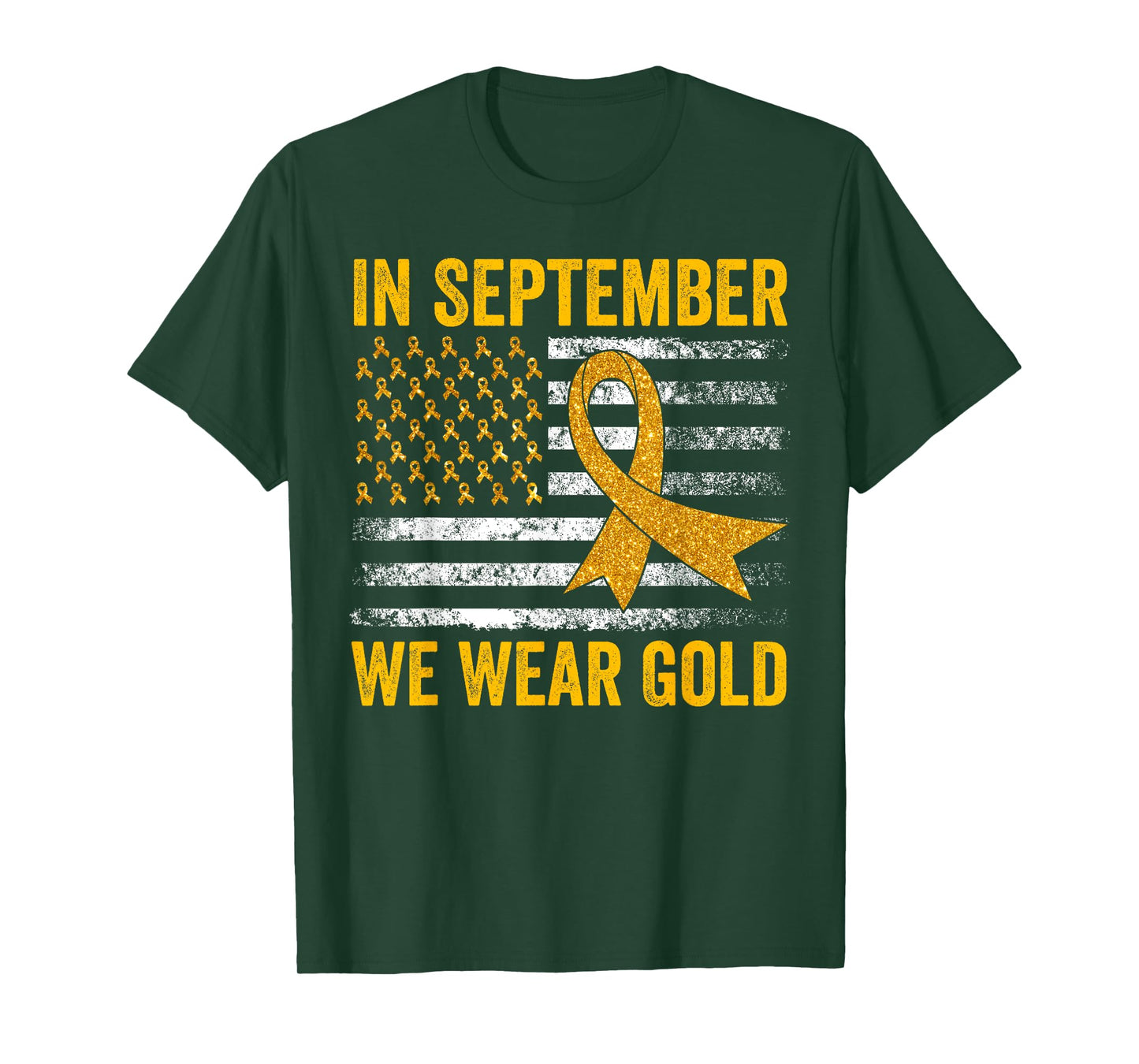 In September We Wear Gold Childhood Cancer Awareness Flag T-Shirt