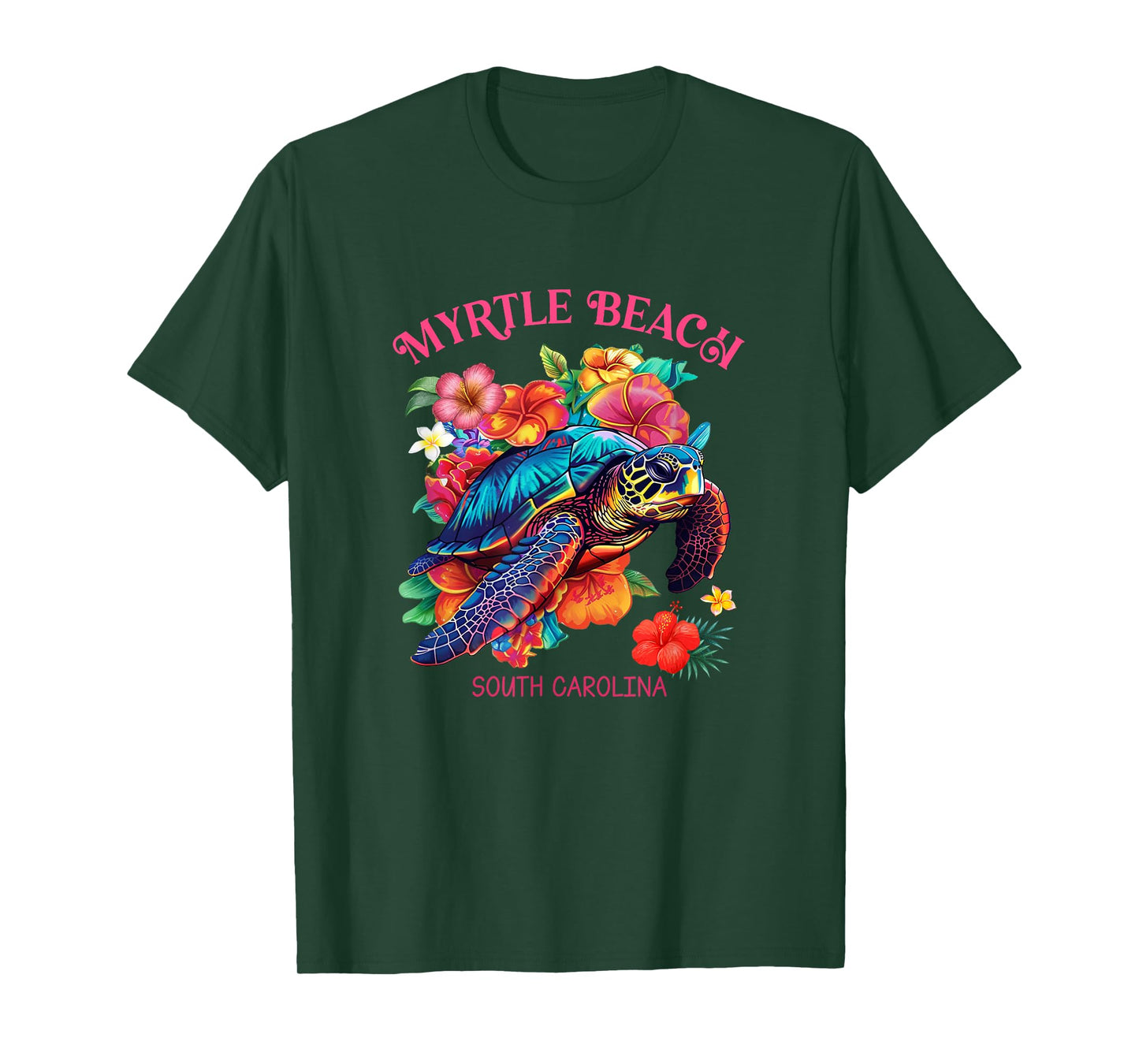 Myrtle Beach South Carolina Floral Beach Turtle Souvenir Men Women Girls Kids T-Shirt