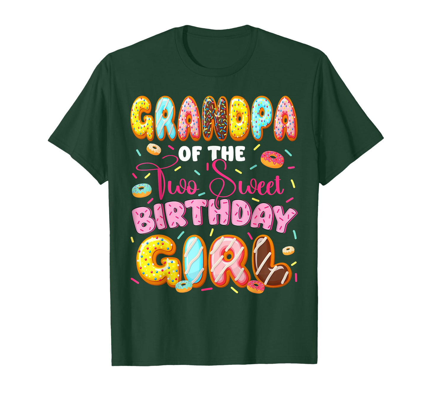 Grandpa Of The Two Sweet Birthday Girl Donut 2Nd Birthday T-Shirt