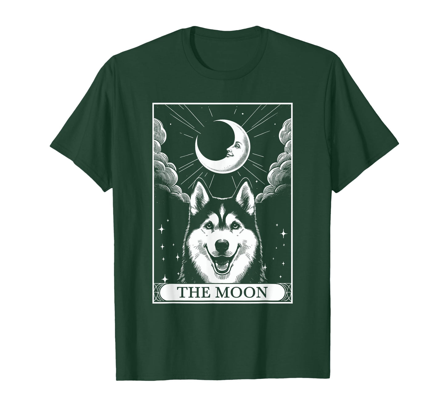Tarot Card Vintage Crescent Moon Siberian Husky Dog Mom T-Shirt