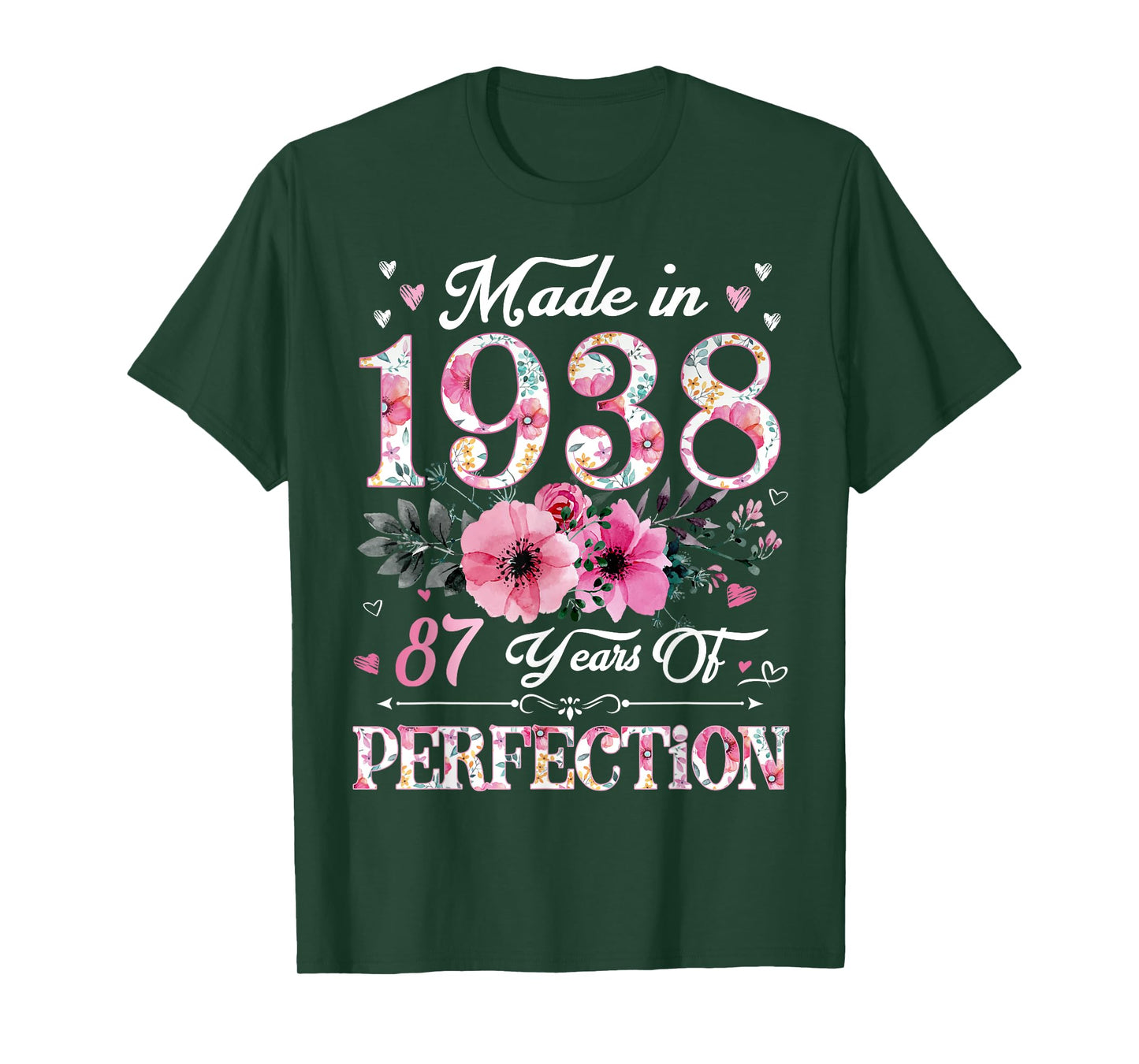 87 Year Old Made In 1938 Floral 87th Birthday Gift For Women T-Shirt